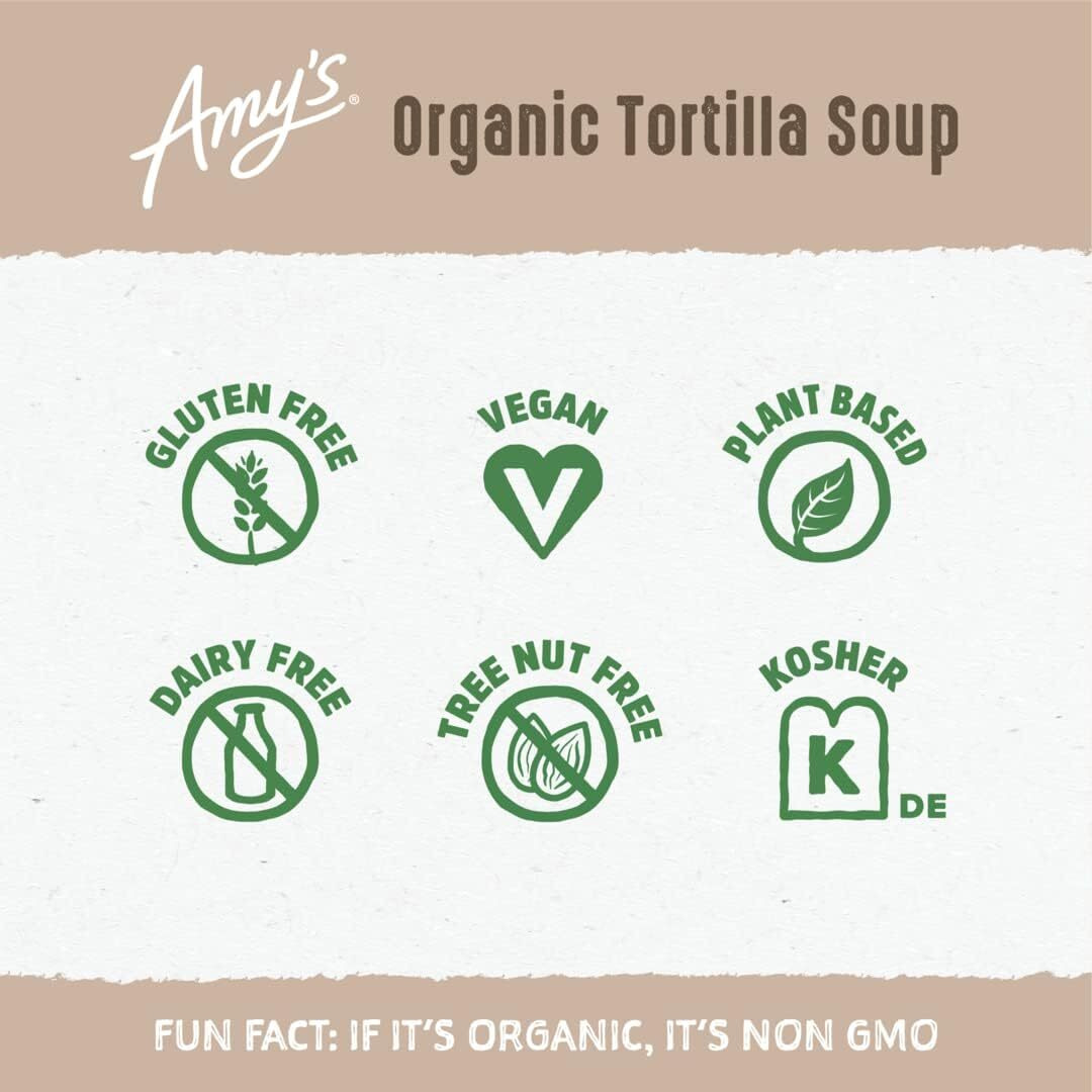 Amys Soup, Vegan Tortilla Soup, Gluten Free, Made With Fire Roasted Sweet Potatoes, Canned Soup, 14.2 Oz (12 Pack)