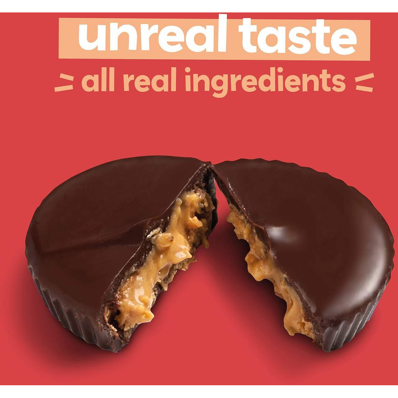 Unreal Dark Chocolate Peanut Butter Cups | Vegan, Gluten Free, Less Sugar | 40 Cups