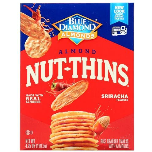 Blue Diamond Nut-Thins Sriracha Flavored Almond & Rice Cracker Snack (1-Box) (Net Wt 4.25 Oz)