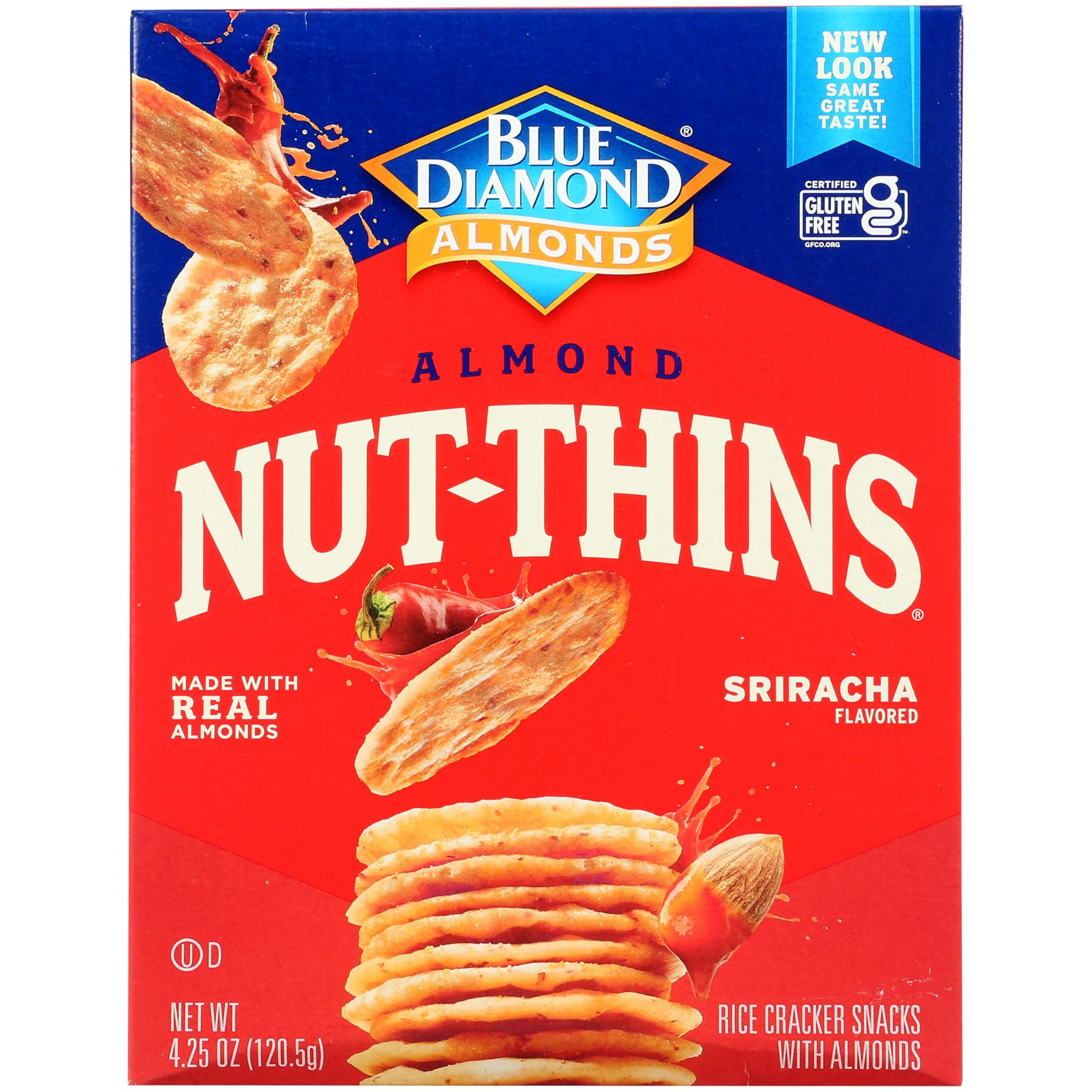 Blue Diamond Nut-Thins Sriracha Flavored Almond & Rice Cracker Snack (1-Box) (Net Wt 4.25 Oz)