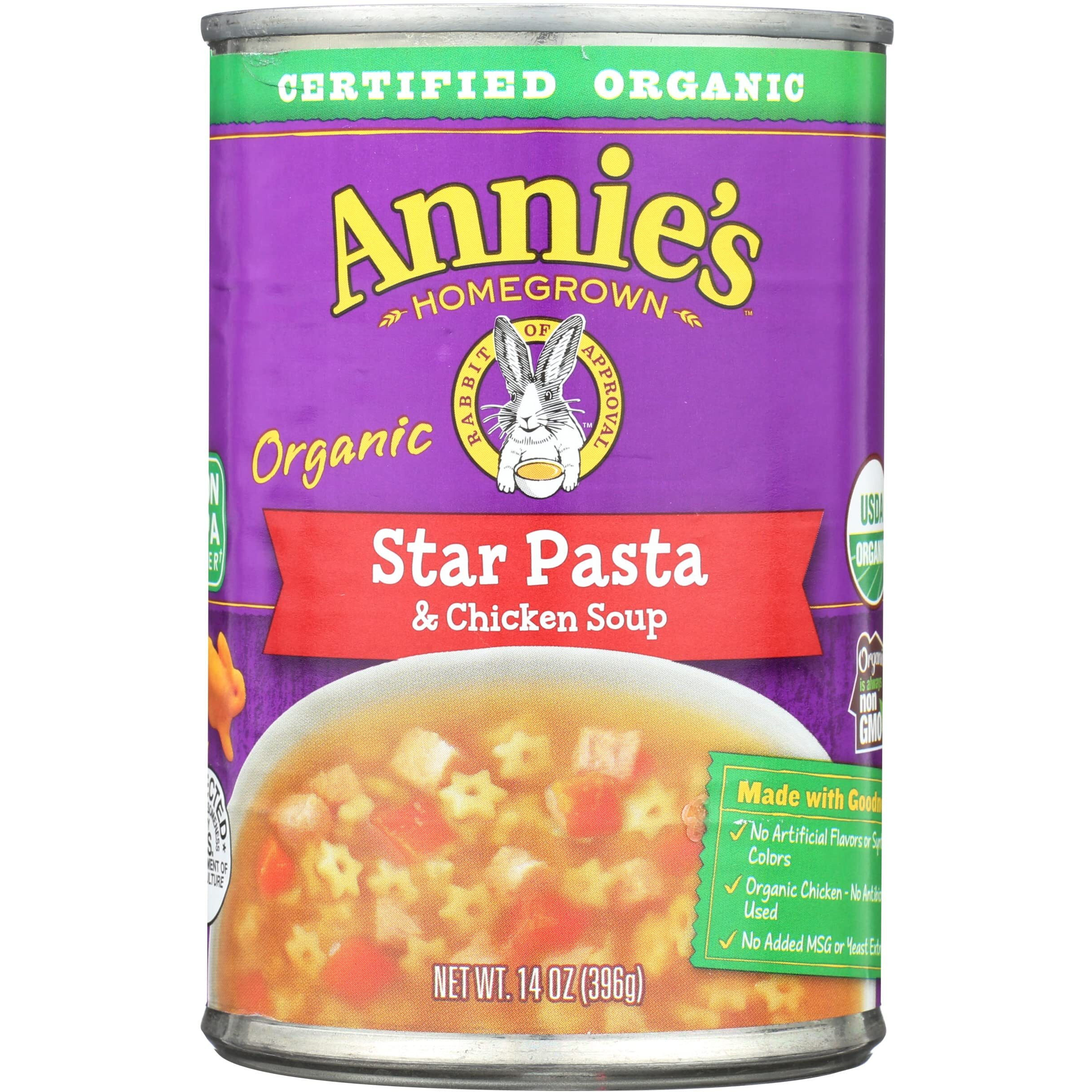 Annies Organic Star Pasta And Chicken Canned Soup, Ready To Serve, 14 Oz (Pack Of 8)