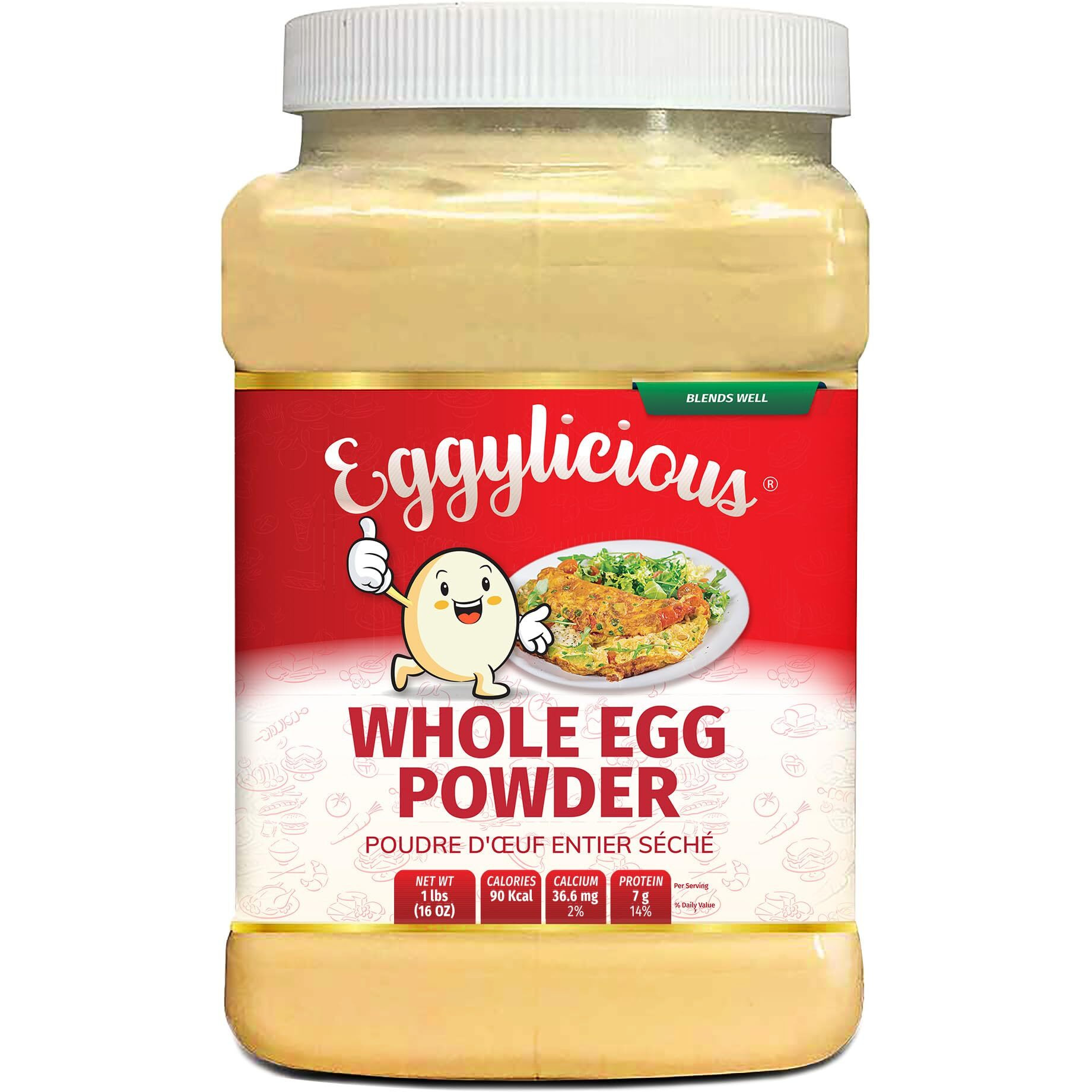 Eggylicious Whole Egg Powder, Dried Natural Protein Powder, Made From Fresh Eggs, White & Yolk Mixed, Pasteurized, Non-Gmo, No Additives, Used For Baking Icing,1Lbs(16Oz)