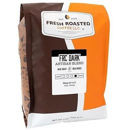 Fresh Roasted Coffee, Frc Dark Roast Blend, 5 Lb (80 Oz), Kosher, Whole Bean