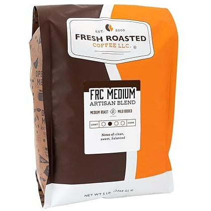 Fresh Roasted Coffee, Frc Medium Roast Blend, 5 Lb (80 Oz), Kosher, Whole Bean