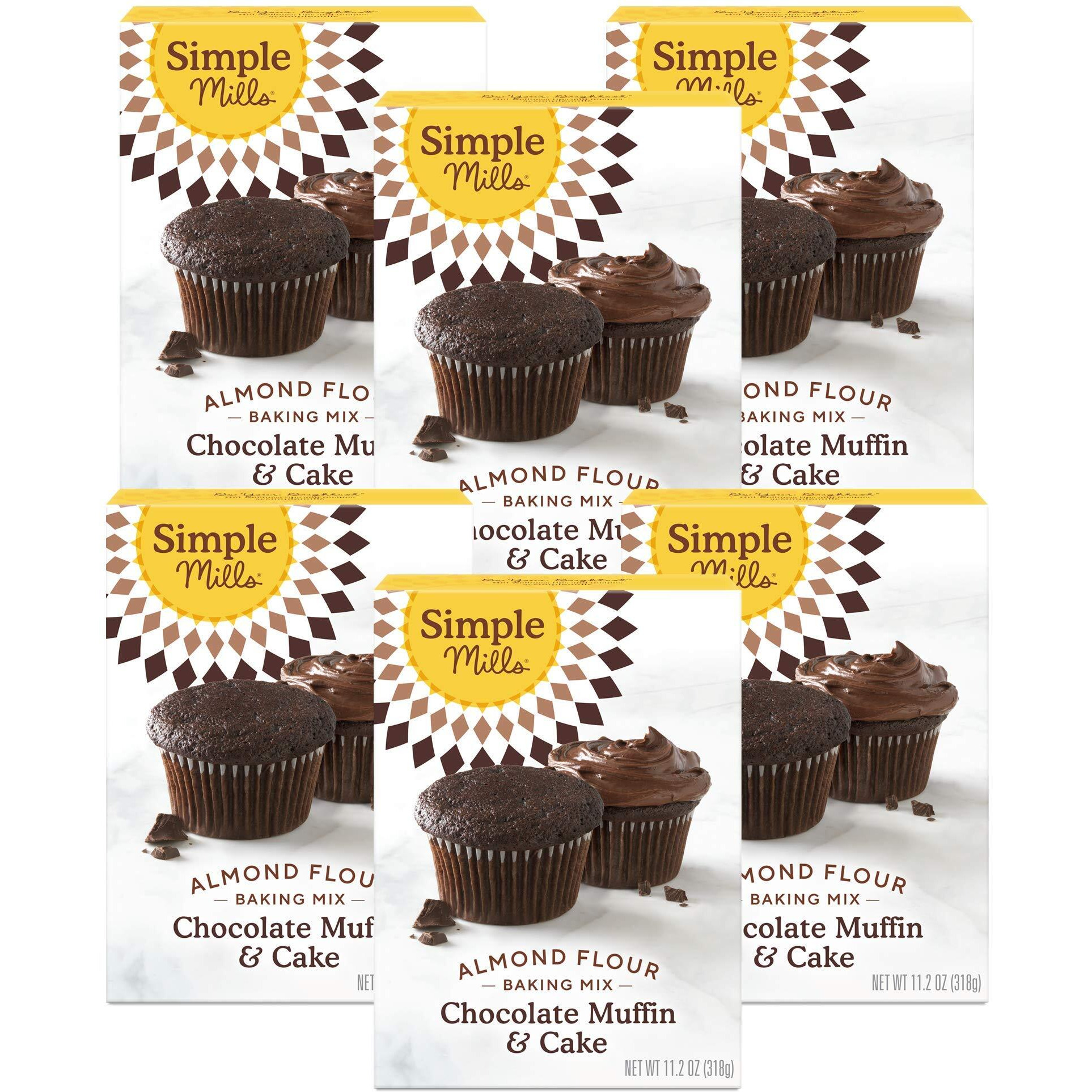 Simple Mills Almond Flour Baking Mix, Chocolate Muffin & Cake Mix - Gluten Free, Plant Based, Paleo Friendly, 11.2 Ounce (Pack Of 6)