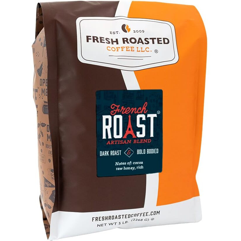 Fresh Roasted Coffee, French Roast, 5 Lb (80 Oz), Dark, Kosher, Whole Bean