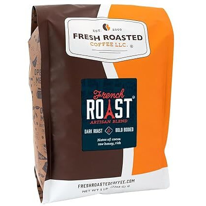 Fresh Roasted Coffee, French Roast, 5 Lb (80 Oz), Dark, Kosher, Whole Bean