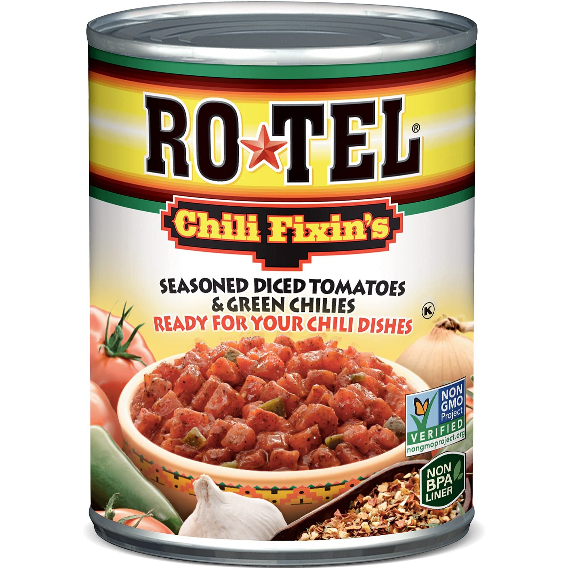 Rotel Chili Fixin's Seasoned Diced Tomatoes And Green Chilies, 10 Oz. (Pack Of 12)