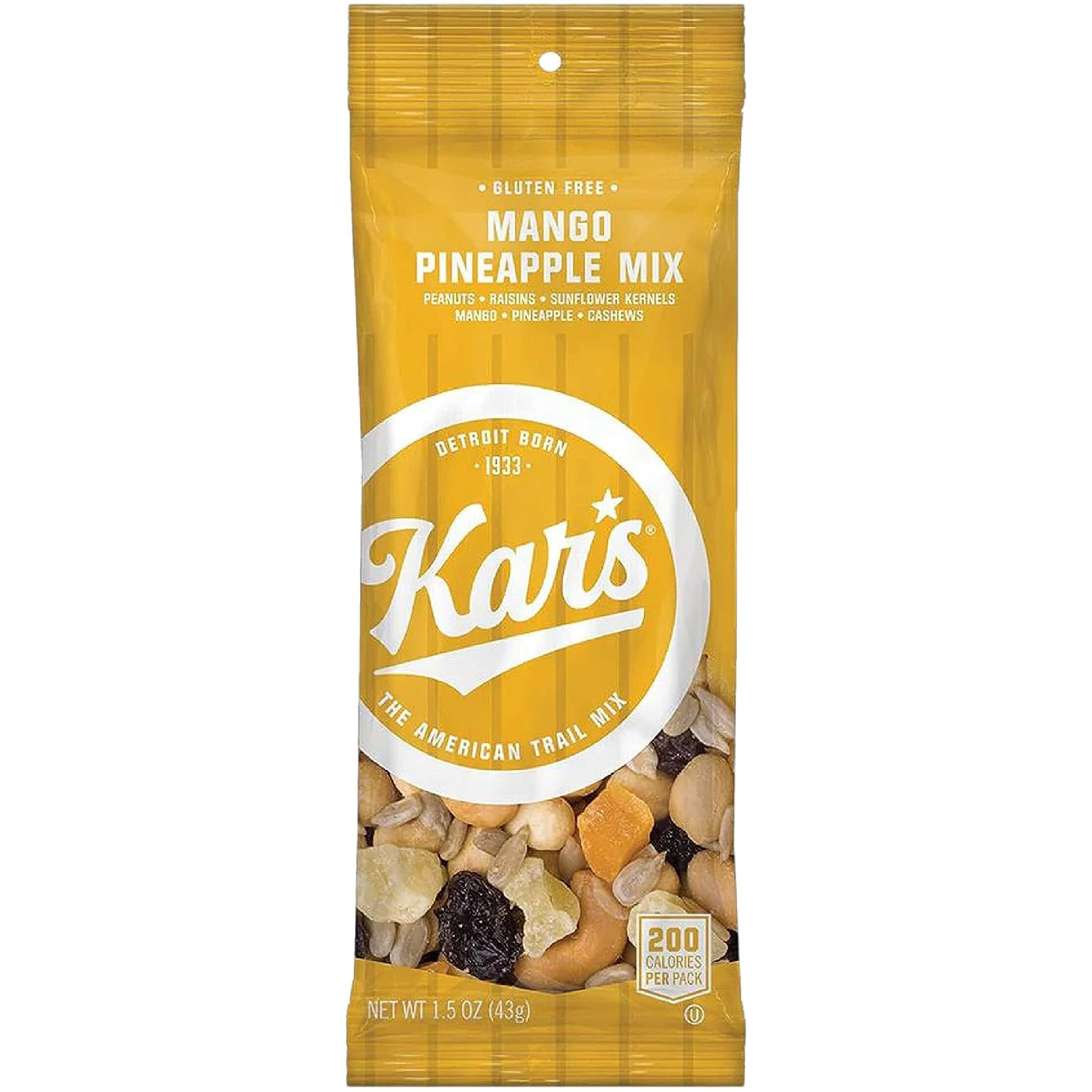 Kars Nuts Unsalted Mango Pineapple Trail Mix, 1.5 Oz Individual Snack Packs - Bulk Pack Of 72, Gluten-Free Snack Mix