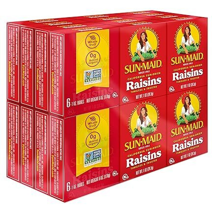 Sun-Maid California Sun-Dried Raisins - (24 Pack) 1 Oz Snack-Size Box - Dried Fruit Snack For Lunches, Snacks, And Natural Sweeteners