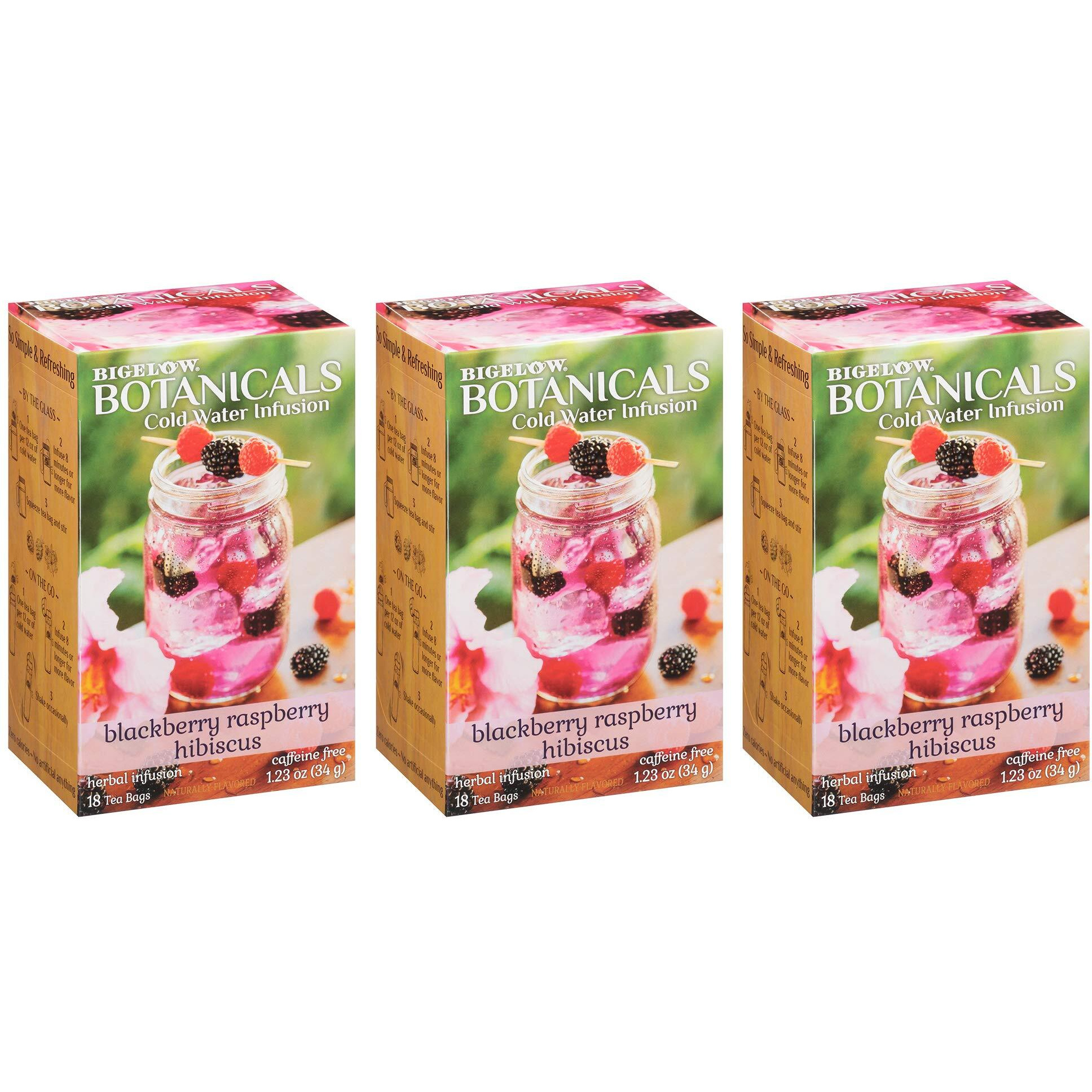 Bigelow Botanicals Cold Water Infusion Blackberry Raspberry Hibiscus Tea Bags 18 Count Box (Pack Of 3), Herbal Infusion, Caffeine Free, 54 Tea Bags Total