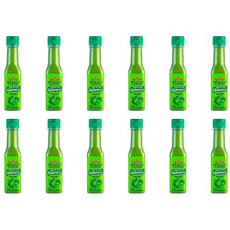 Mexico Lindo Green Habanero Hot Sauce | Real Green Habanero Chili Pepper | Enjoy With Mexican Food, Seafood & Pasta | 5 Fl Oz Bottles (Pack Of 12)