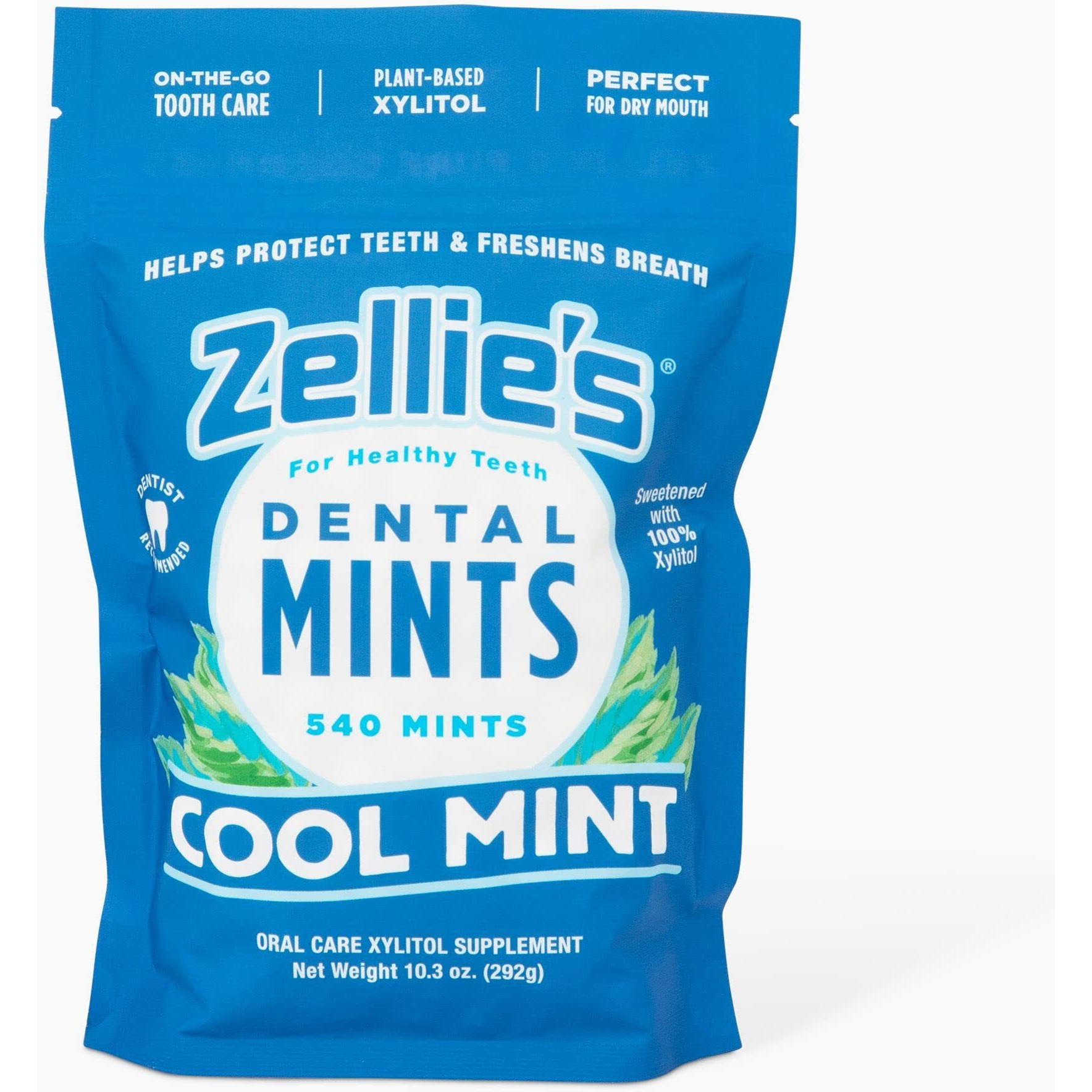 Zellies  100% Xylitol Sugar Free Cool Mint Breath Mints  Non-Gmo, Low-Calorie, Gluten Free, Vegan & Kosher Mints (540 Count - Pack Of 1)
