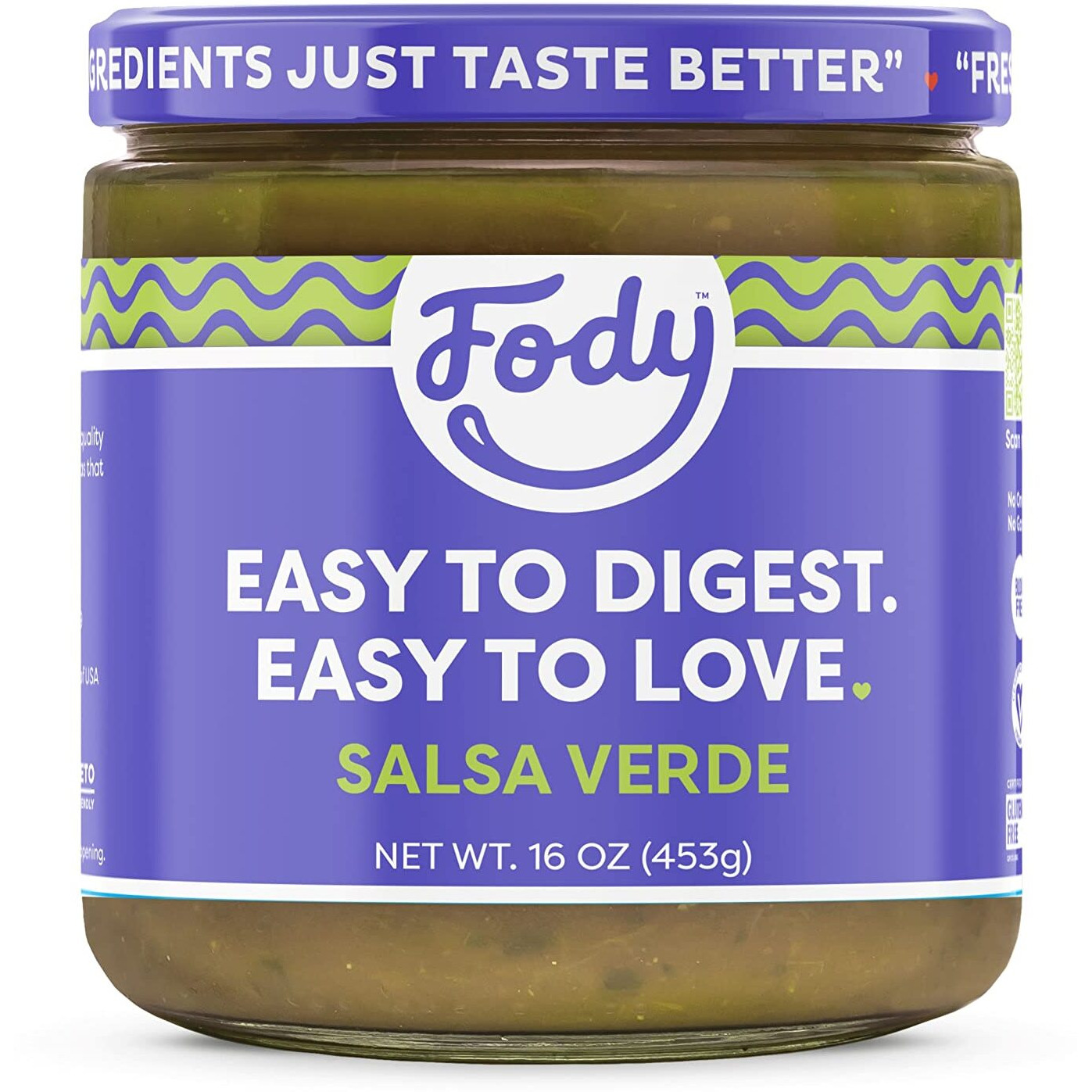 Fody Foods Keto-Friendly Salsa Verde | Fire Roasted Salsa | Low Fodmap Certified | Gut Friendly Ibs Friendly Kitchen Staple | Gluten Free Lactose Free Non Gmo