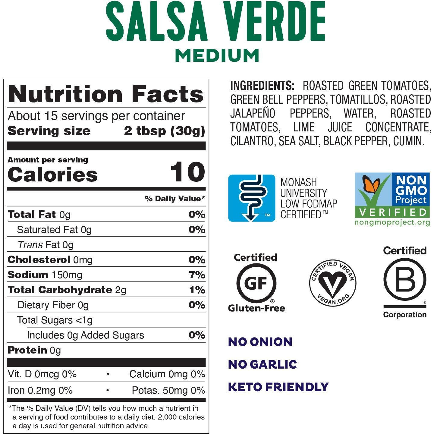 Fody Foods Keto-Friendly Salsa Verde | Fire Roasted Salsa | Low Fodmap Certified | Gut Friendly Ibs Friendly Kitchen Staple | Gluten Free Lactose Free Non Gmo