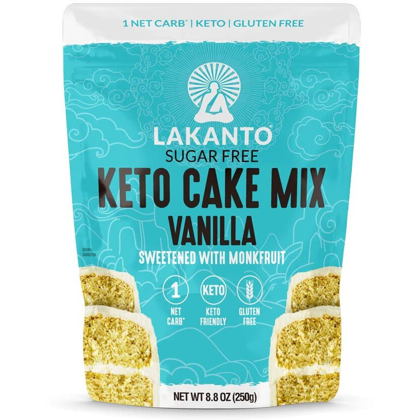 Lakanto Sugar Free Keto Cake Mix - Sweetened With Monk Fruit, Gluten Free, 1 Net Carb, Keto Diet Friendly, Delicious - Vanilla