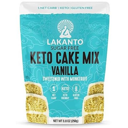 Lakanto Sugar Free Keto Cake Mix - Sweetened With Monk Fruit, Gluten Free, 1 Net Carb, Keto Diet Friendly, Delicious - Vanilla