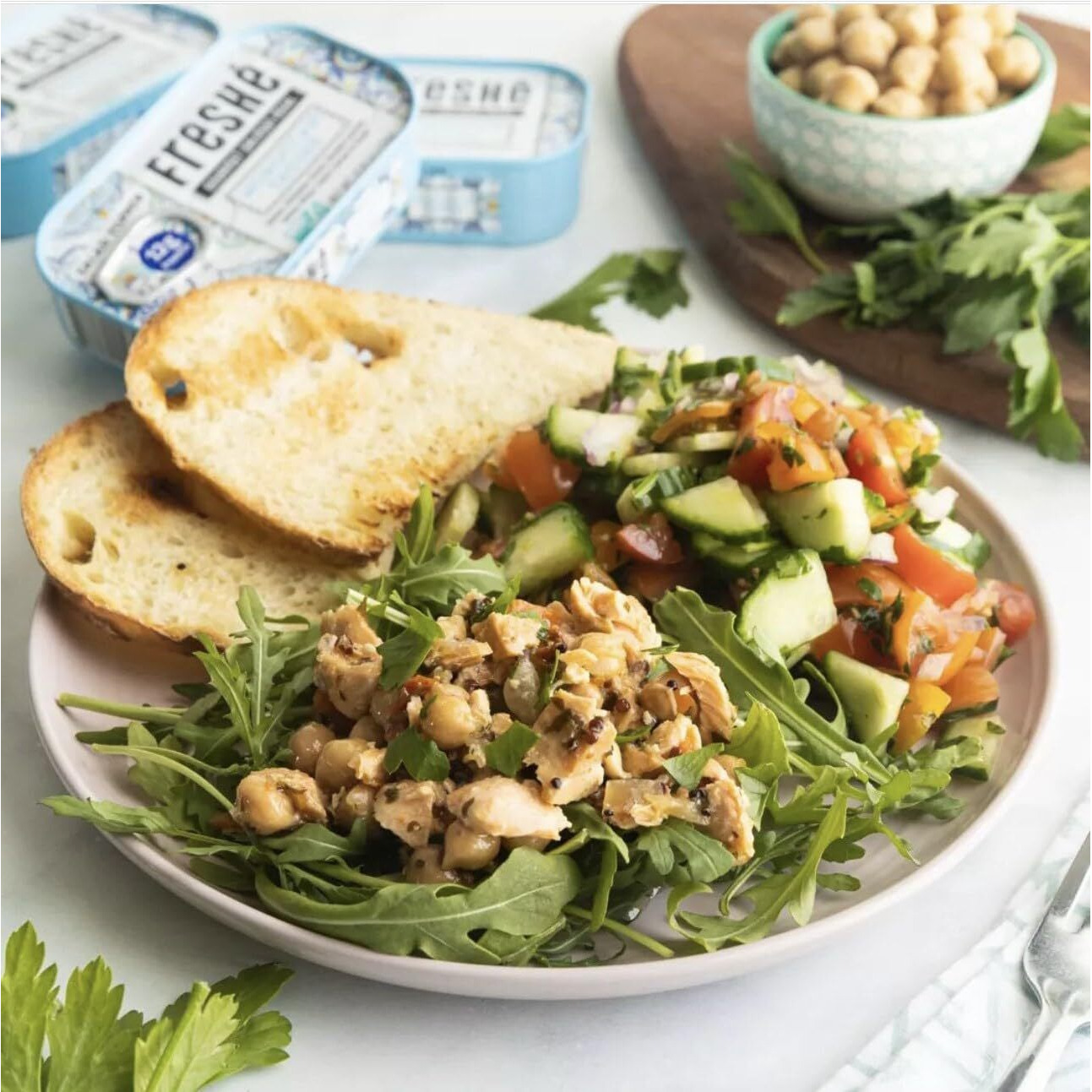 Fresh   Canned Salmon Barcelona Escalivada (10 Pack) - Mediterranean Style Atlantic Salmon In Olive Oil With Lemon - Sustainably Farmed Tinned Fish (4.25Oz Cans)