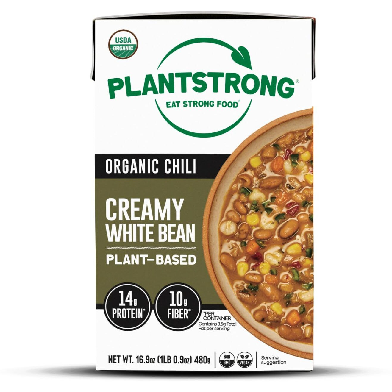 Plantstrong Creamy White Bean Chili Soup - Organic, Plant-Based, Non-Gmo, Vegan, High Protein Chili Soup