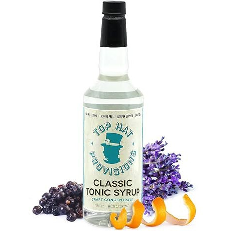 Top Hat Classic Tonic Syrup - 5X Quinine Tonic Water Concentrate - Make Tonic Water At Home - Just Add Seltzer Water - 32Oz Bottle