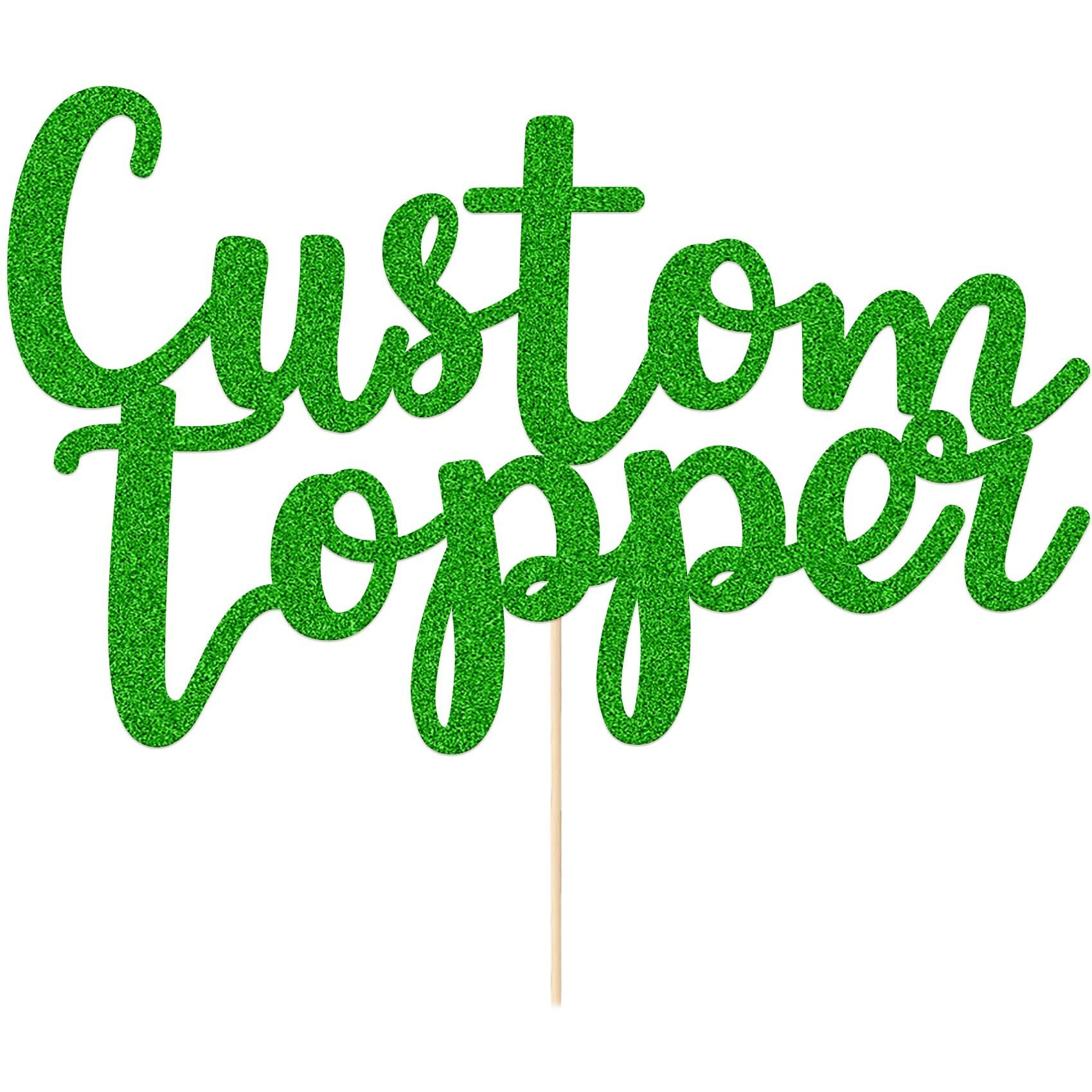 Personalized Cake Topper Birthday Cake Toppers 11 Colours Wedding Cake Topper With Any Text Numbers Double Sided Glitter Cake Decoration For Anniversary Baby Shower(Green)