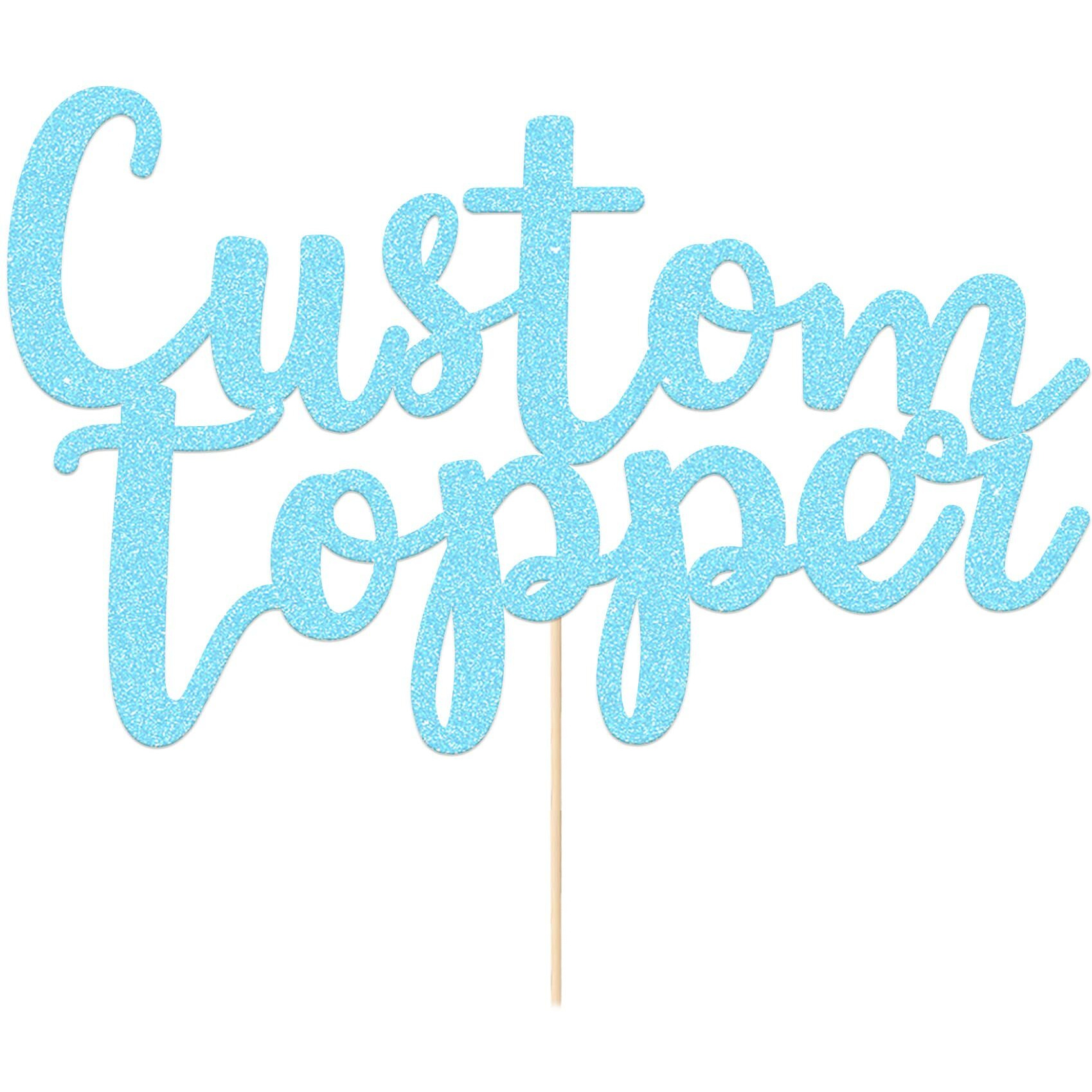 Personalized Cake Topper Birthday Cake Toppers 11 Colours Wedding Cake Topper With Any Text Numbers Double Sided Glitter Cake Decoration For Anniversary Baby Shower(Baby Blue)