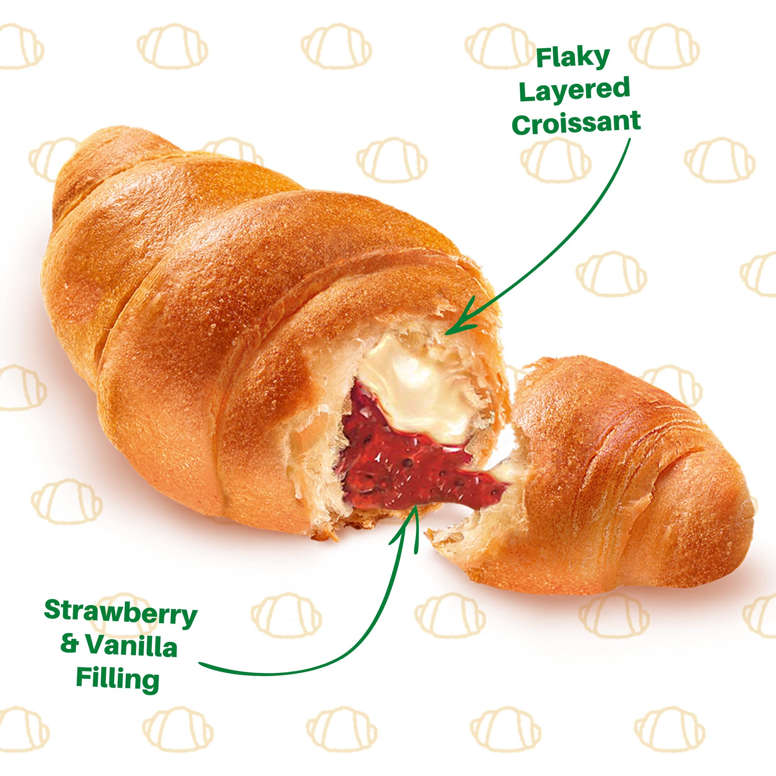 7Days Soft Croissant, Strawberry Vanilla Filling, Perfect Breakfast Pastry Or Snack, Non-Gmo (Pack Of 24)