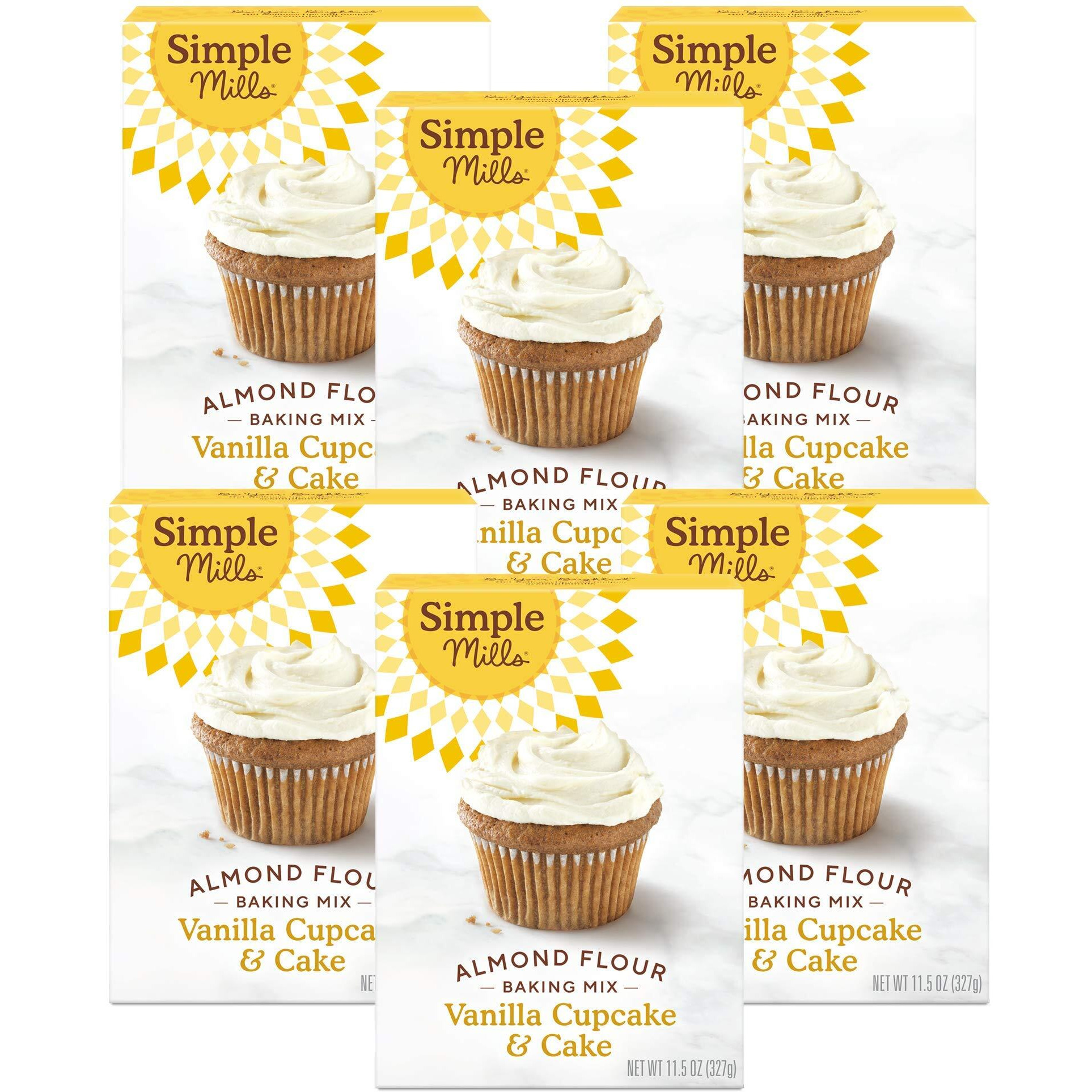 Simple Mills Almond Flour Vanilla Cupcake Mix Baking Mix - Gluten Free, Plant Based, Paleo Friendly, 11.5 Oz Pack Of 6