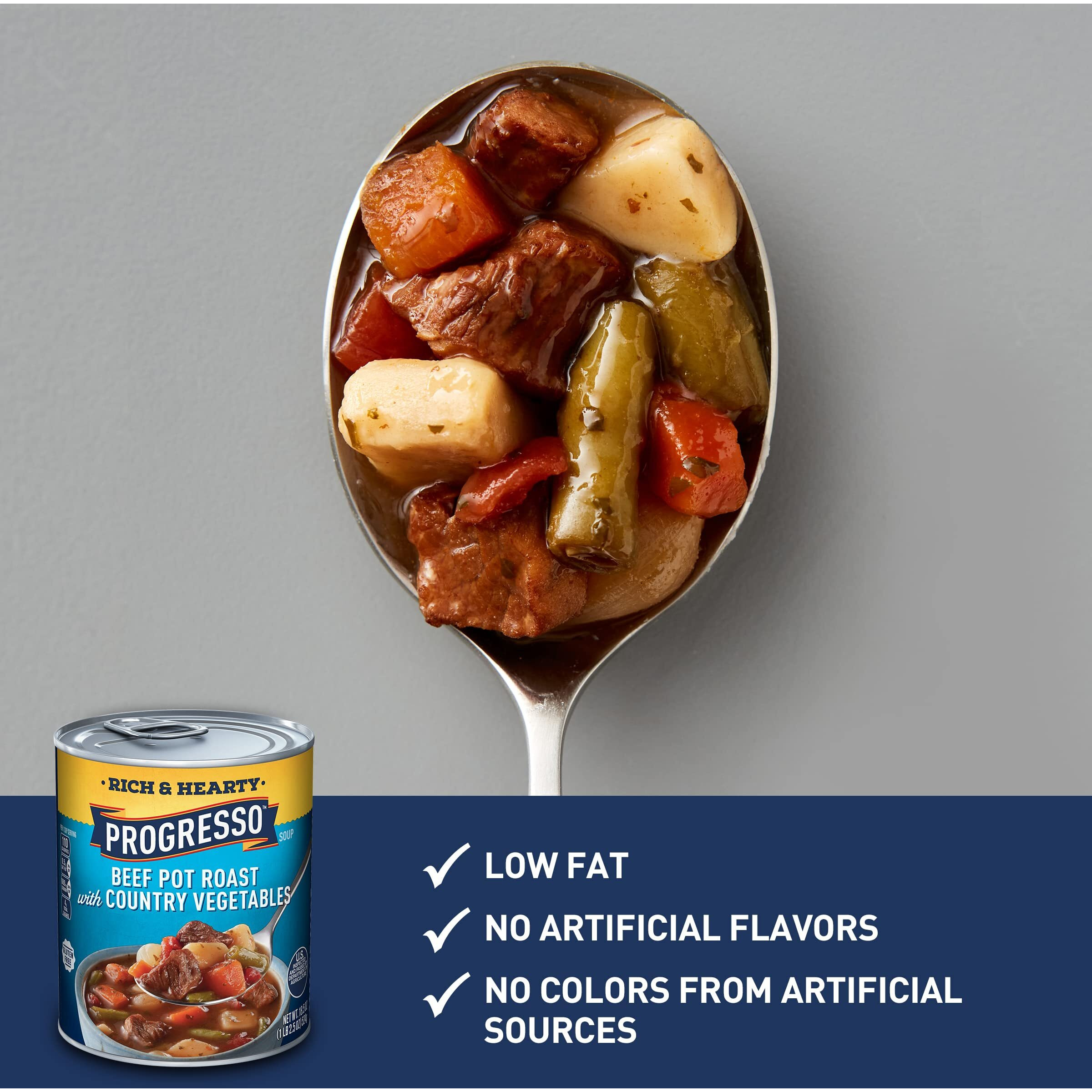 Progresso Beef Pot Roast With Country Vegetables Soup, Rich And Hearty Canned Soup, Gluten Free, 18.5 Oz (Pack Of 12)