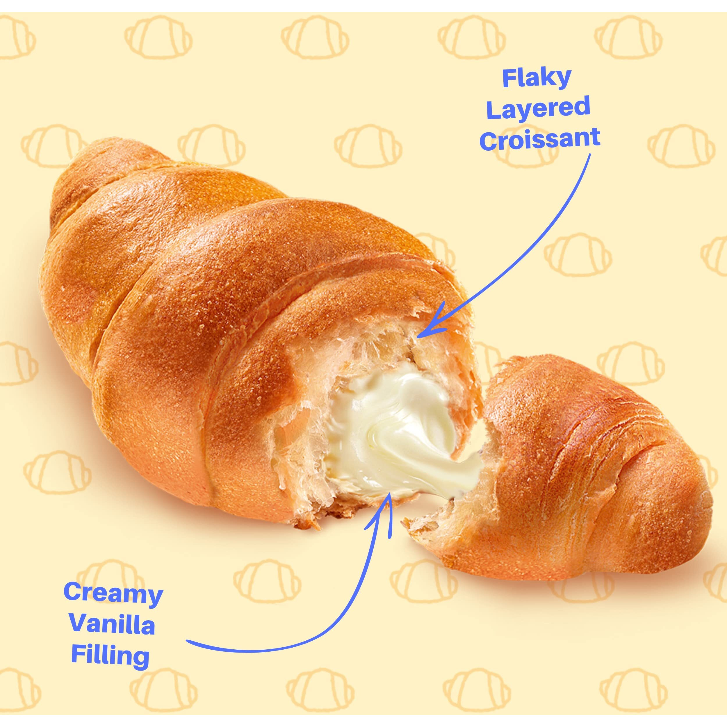 7Days Soft Croissant, Vanilla Filling, Perfect Breakfast Pastry Or Snack, Non-Gmo (Pack Of 24)