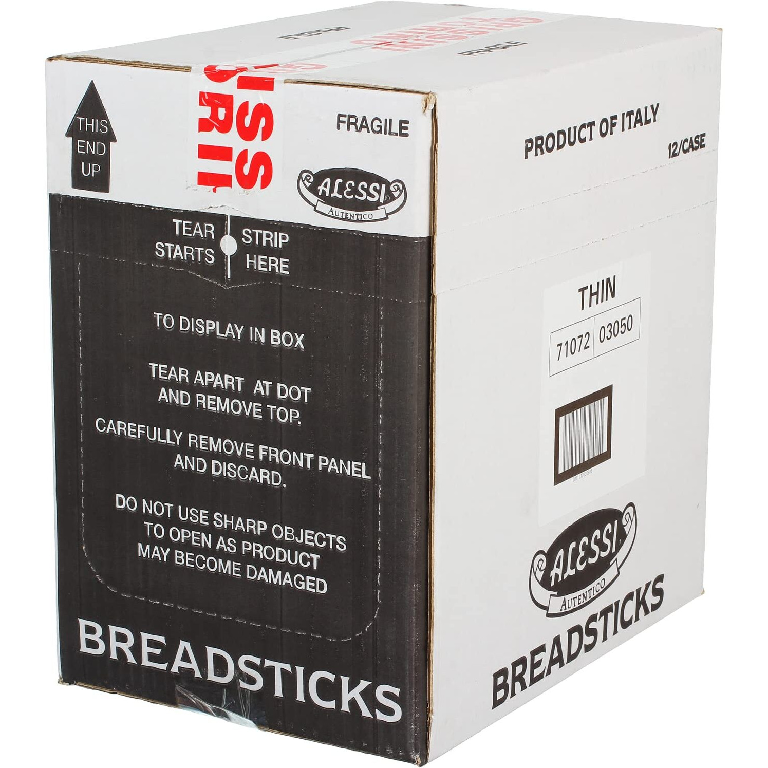 Alessi Imported Breadsticks, Thin Autentico Italian Crispy Bread Sticks, Low Fat Made With Extra Virgin Olive Oil (Thin, 3 Ounce (Pack Of 12))