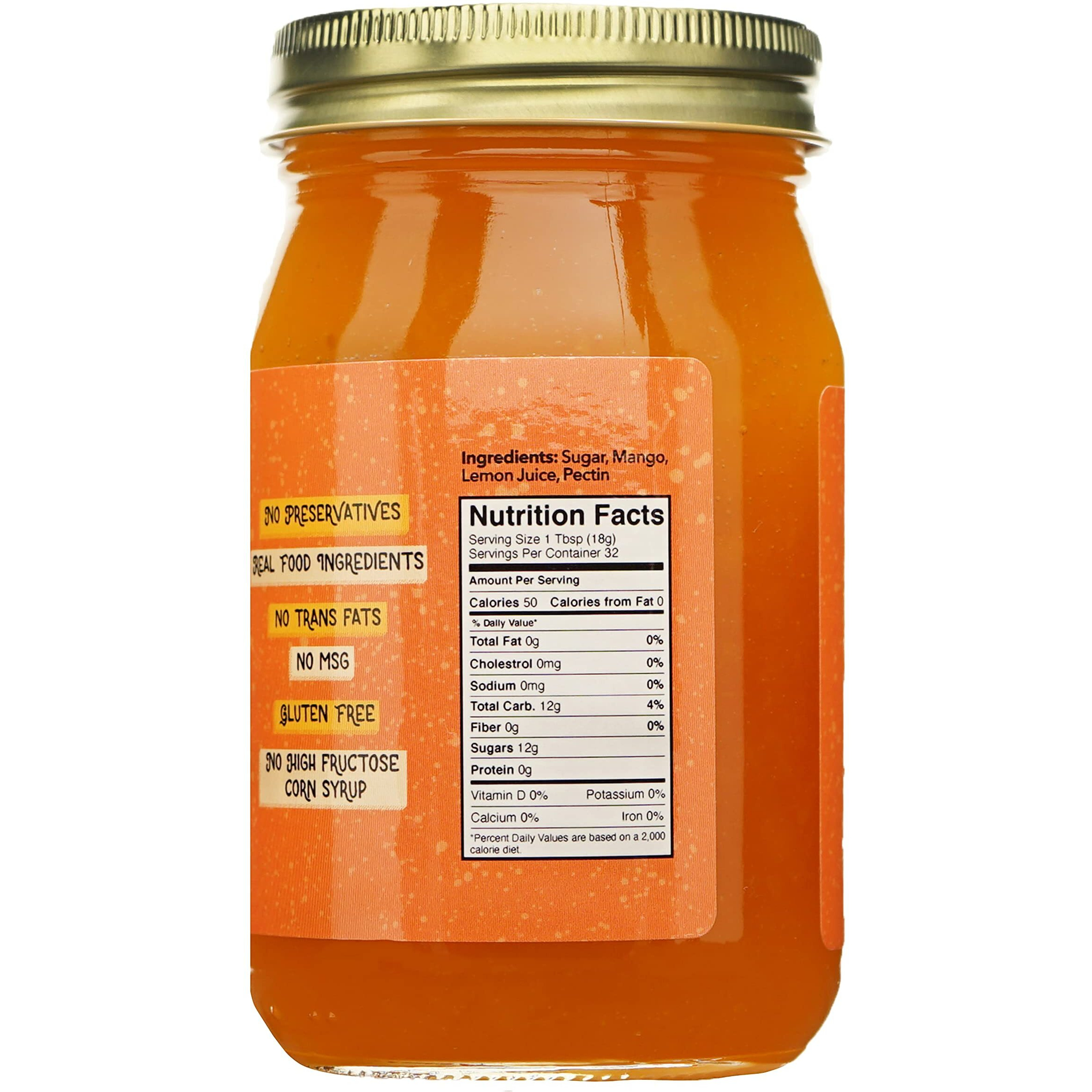 Green Jay Gourmet Mango Jam - All-Natural Fruit Jam With Mango & Lemon Juice - Vegan, Gluten-Free Jam - Contains No Preservatives Or Corn Syrup - Made In Usa - 2 X 20 Ounces