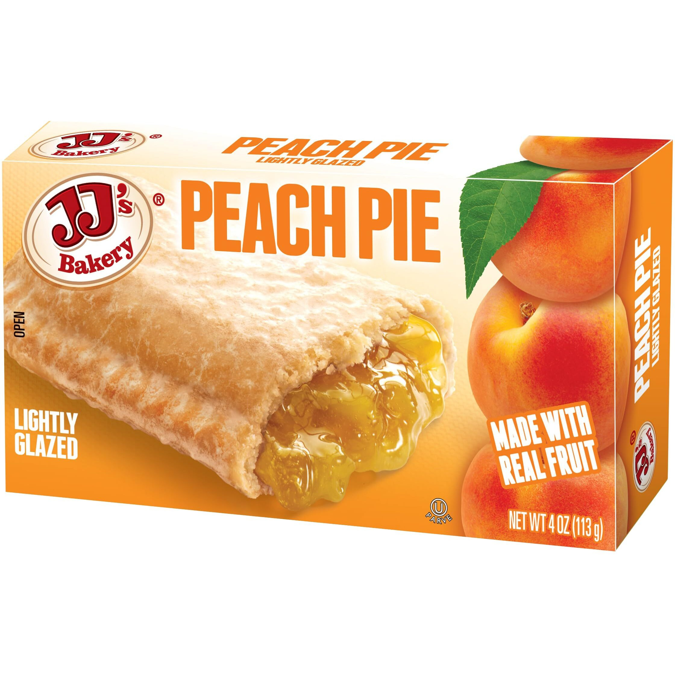 Jj's Bakery Peach Pie Snack Pies, Individual Dessert, Fresh-Baked, Nut-Free, Kosher Parve, 4 Oz Each (Pack Of 12)