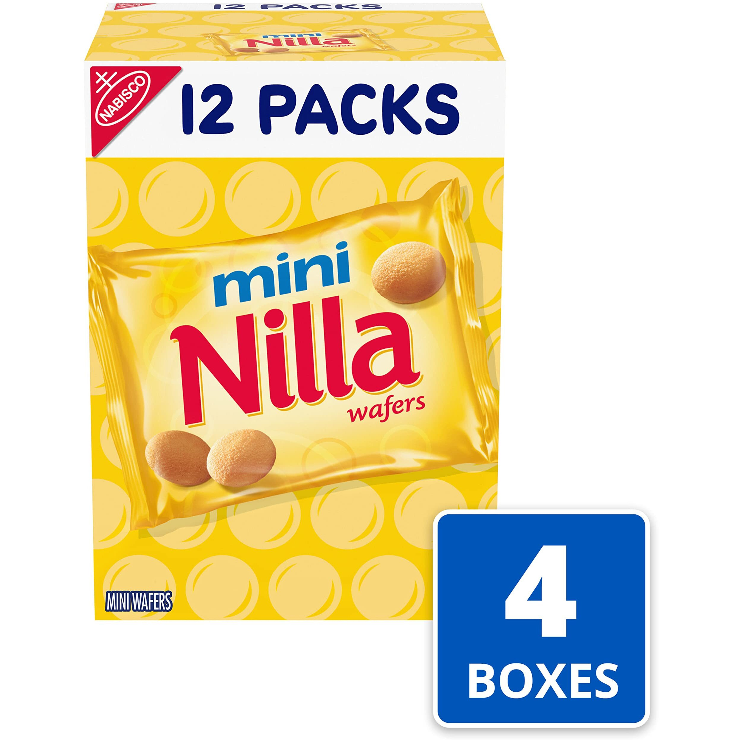 Nilla Wafers Mini Cookies, Vanilla Wafers, 48 Total Snack Packs (4 Boxes)