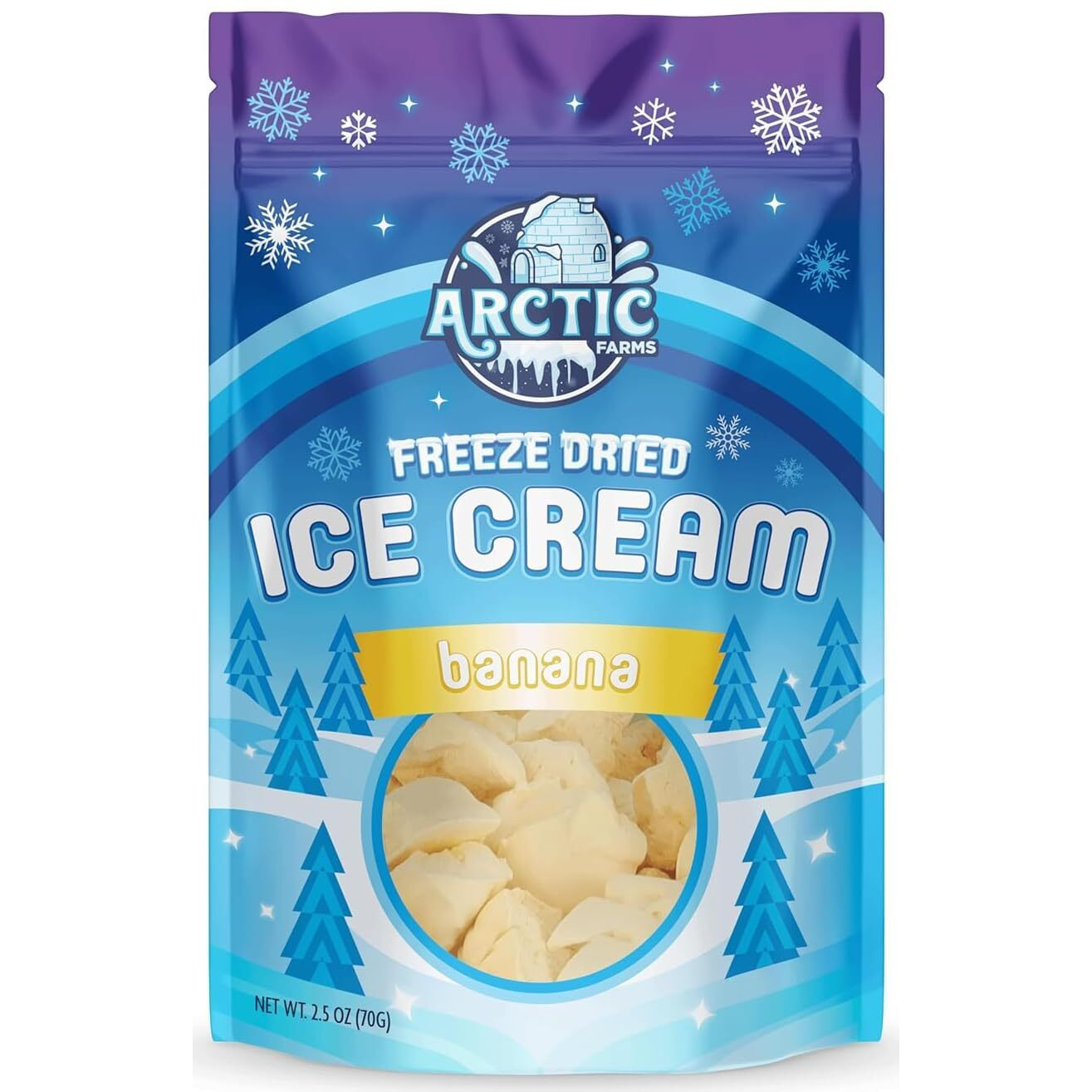 Arctic Farms Freeze Dried Ice Cream Bits Bagged And Boxed - Does Not Melt (Banana)