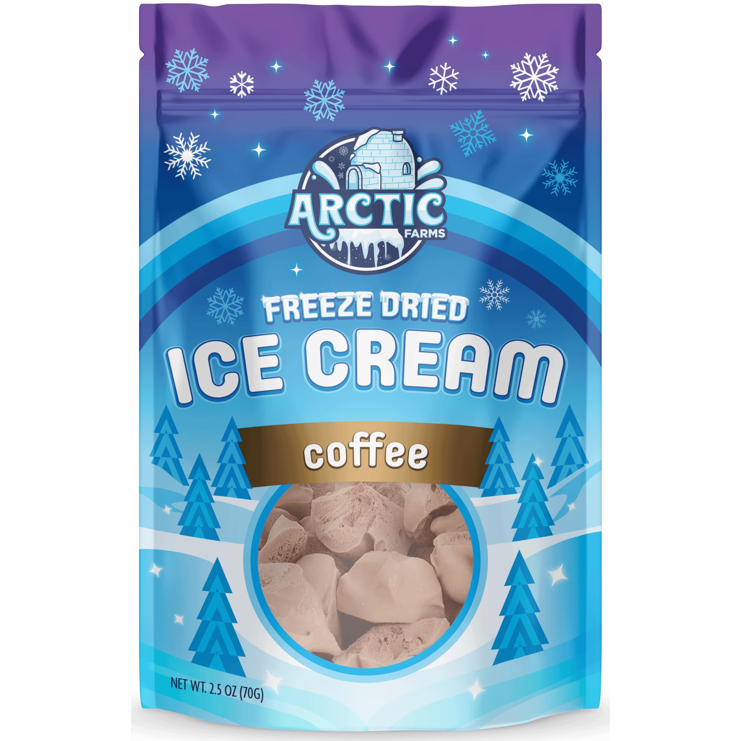 Arctic Farms Freeze Dried Ice Cream Bits Bagged And Boxed - Does Not Melt (Coffee)