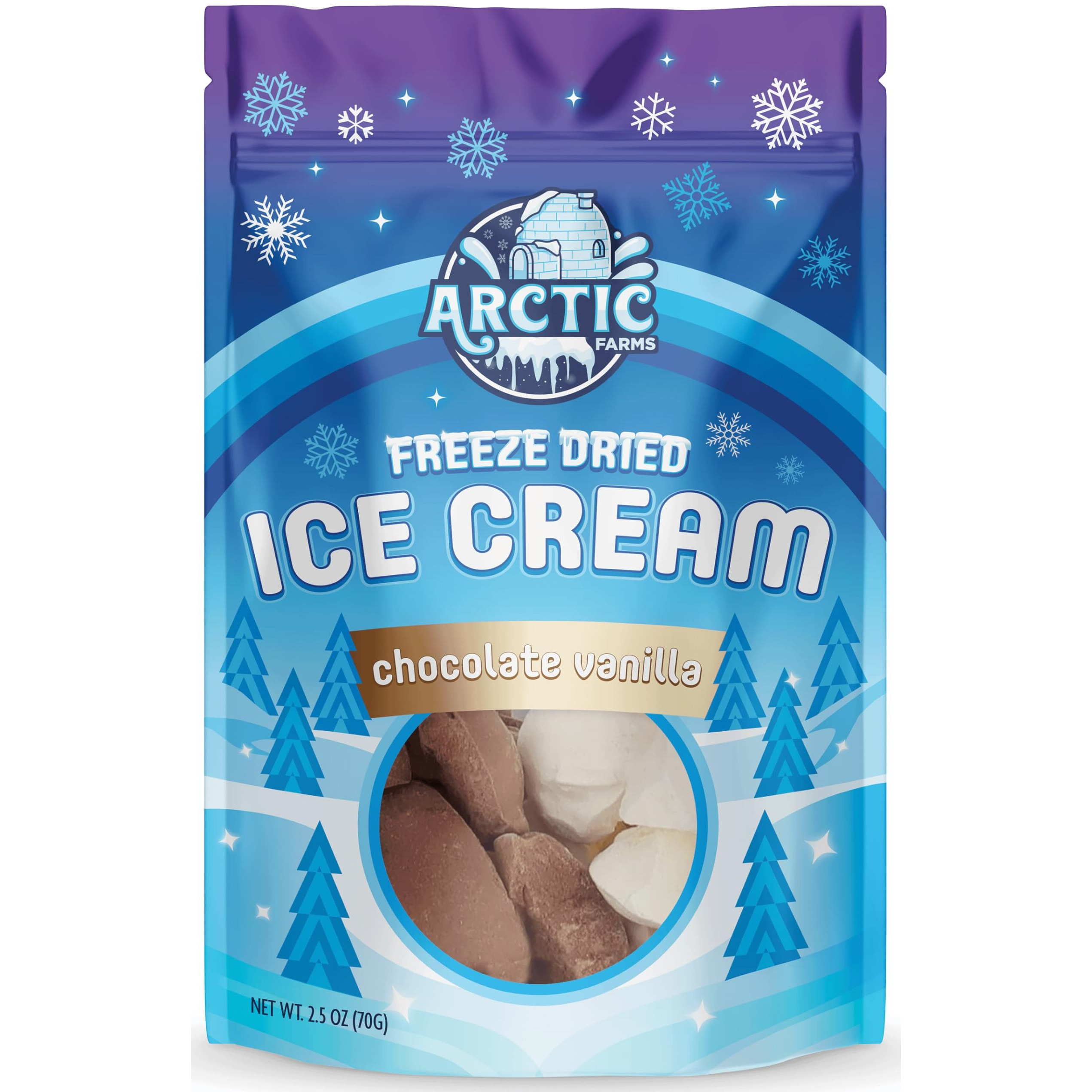 Arctic Farms Freeze Dried Ice Cream Bits Bagged And Boxed - Does Not Melt (Chocolate Vanilla Mix)