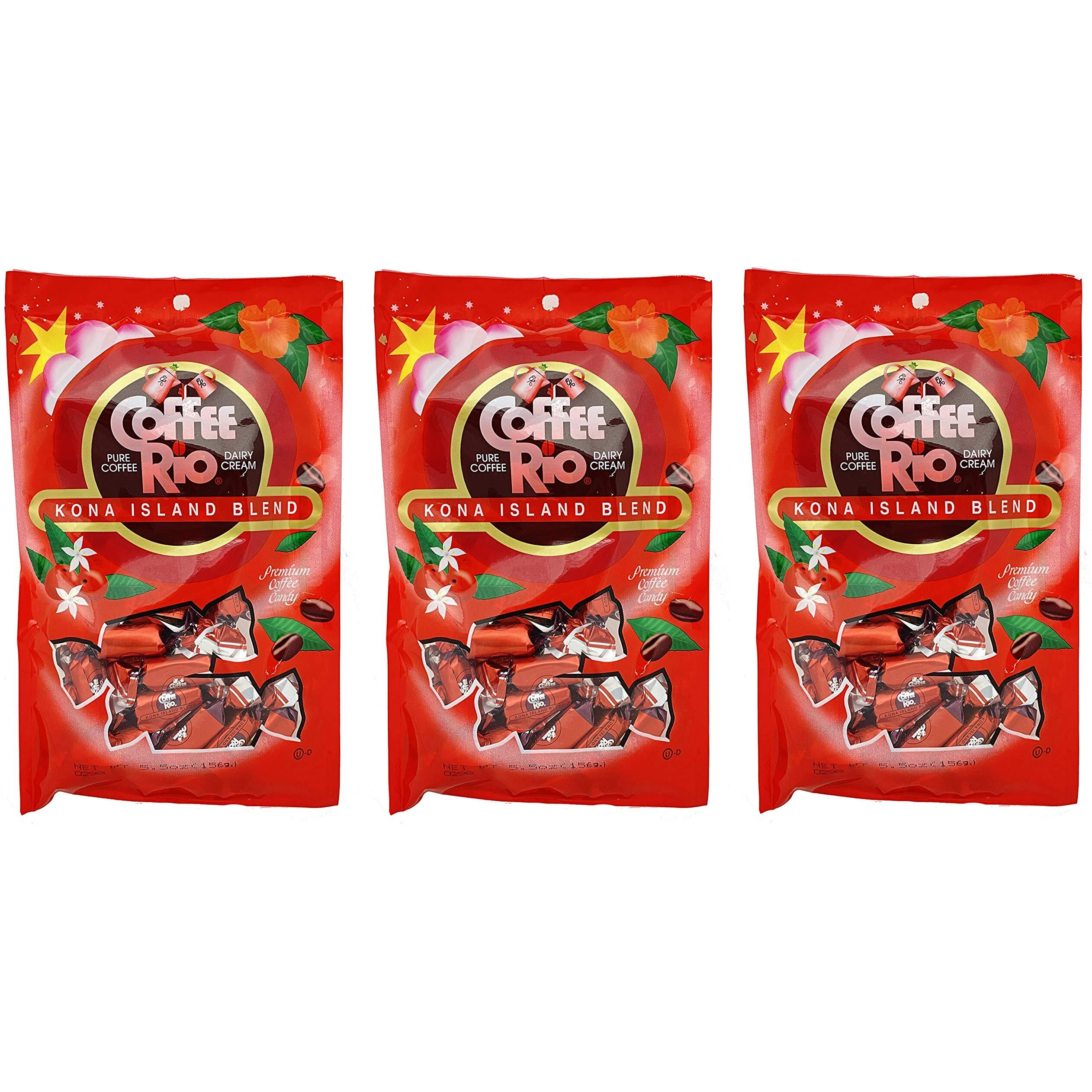 Coffee Rio Coffee Candy Pack Of 3 Coffee Caramels 5.5 Ounces Made With Real Coffee And Cream, Kosher Candy (Kona Island Blend)