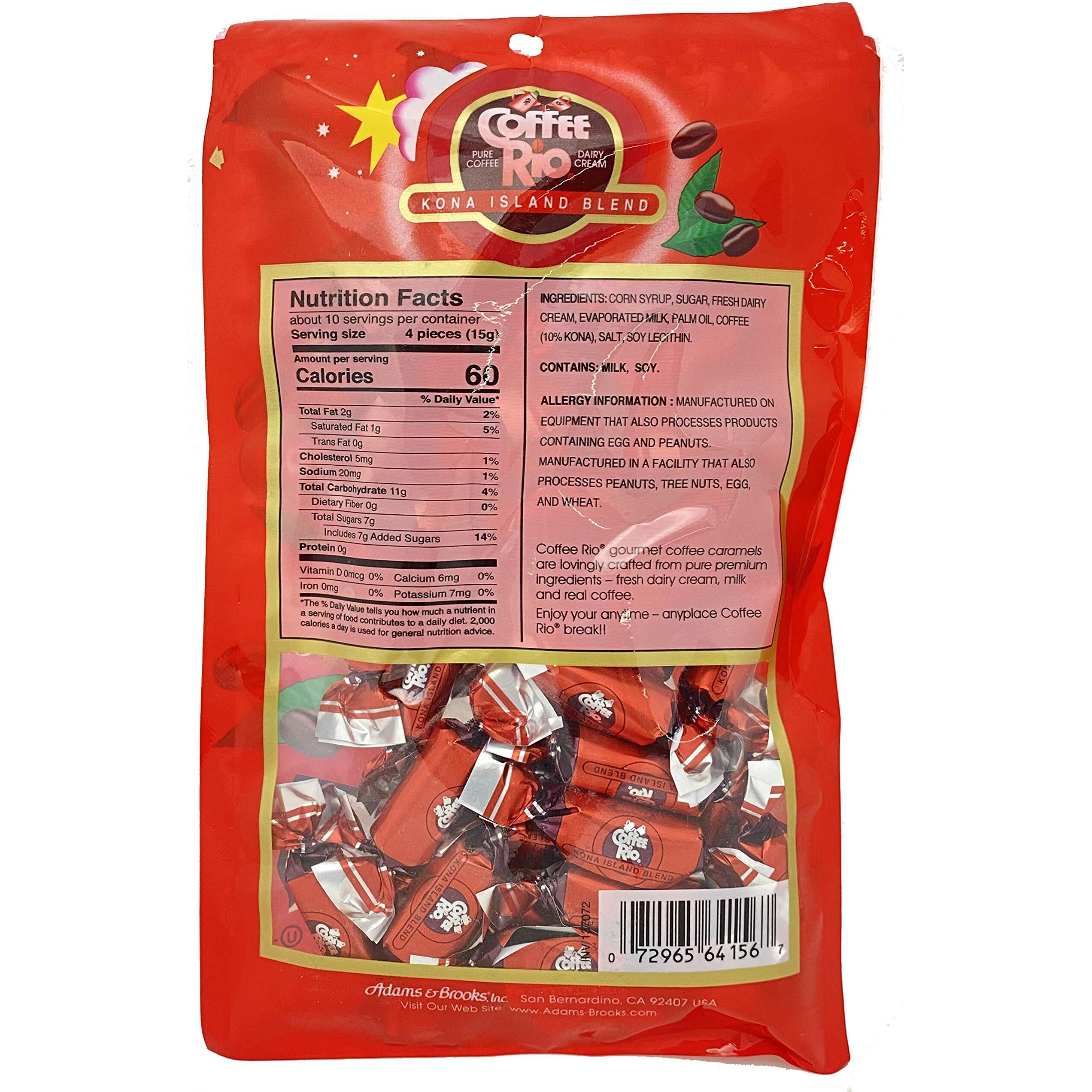 Coffee Rio Coffee Candy Pack Of 3 Coffee Caramels 5.5 Ounces Made With Real Coffee And Cream, Kosher Candy (Kona Island Blend)