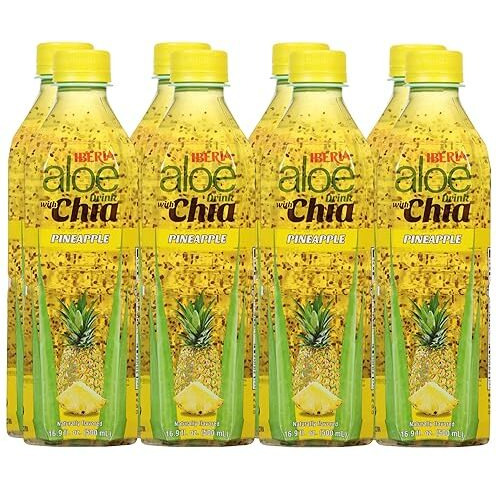 Iberia Aloe Vera Drink With Chia, Mango, 16.9 Fl Oz (Pack Of 8)