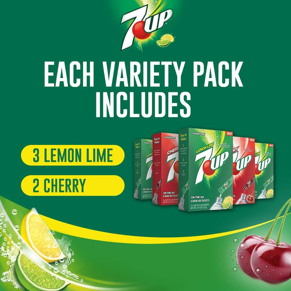 7-Up Powder Drink Mix - Sugar Free & Delicious (Variety, 30 Sticks)