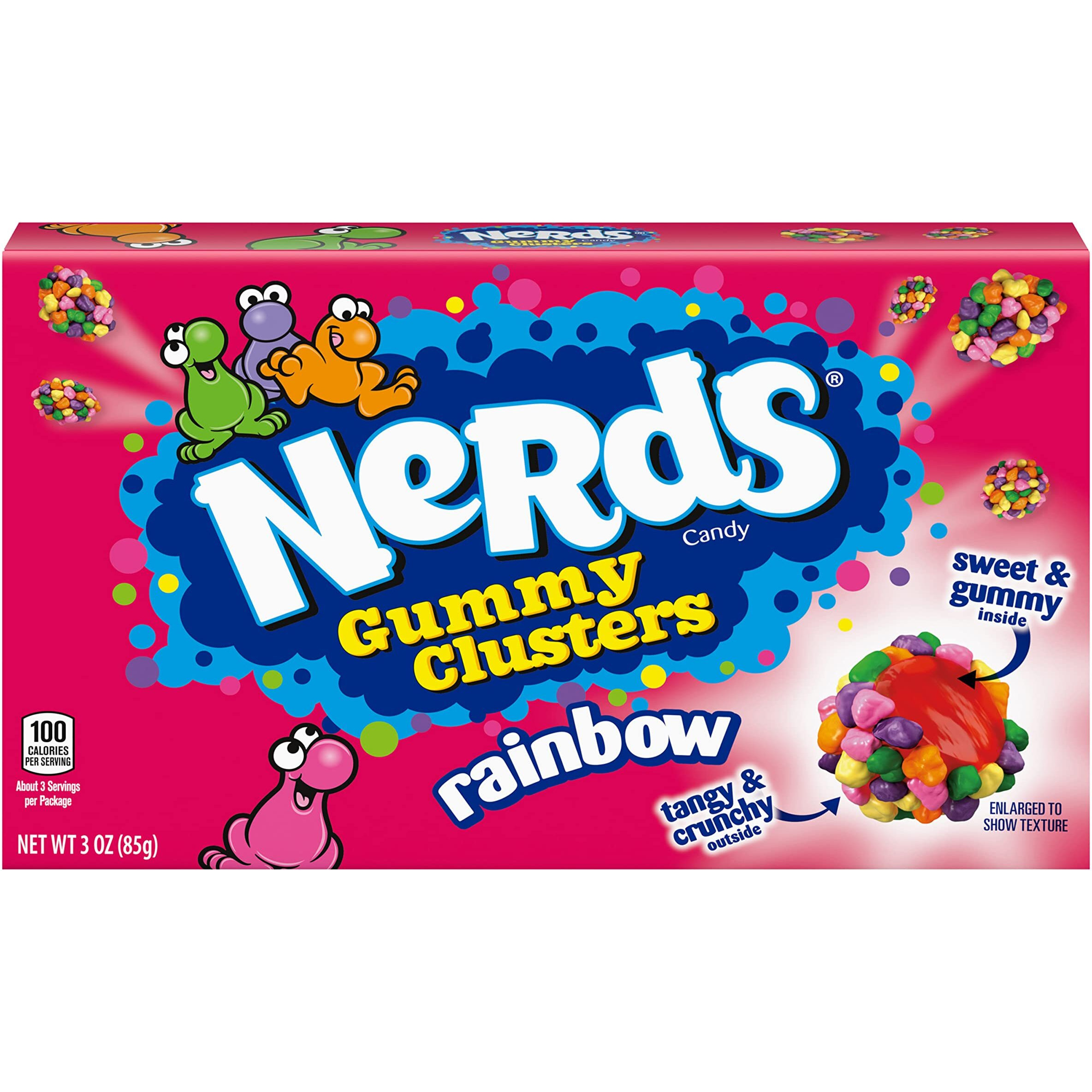 Nerds Gummy Clusters Candy, Rainbow, 3 Ounce Movie Theater Candy Box (Pack Of 12)