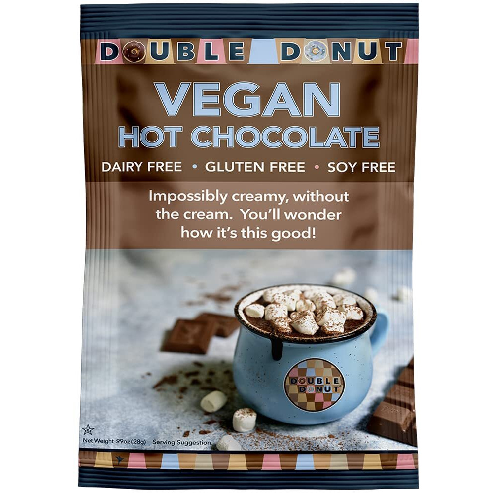 Double Donut Dairy Free Hot Chocolate Mix, Non Dairy Instant Vegan Hot Chocolate Packets, 30 Count