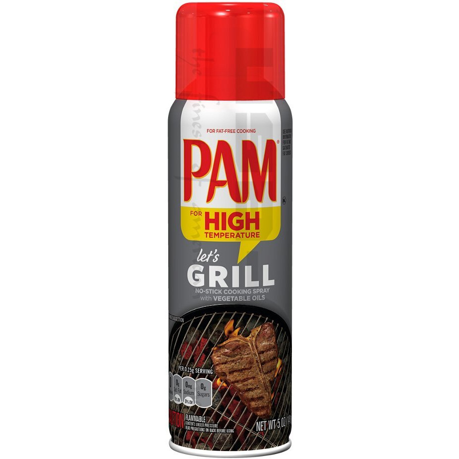 Pam No-Stick Cooking Oil Spray Especially For Grilling With High Temperature Formula, 5 Oz - Made With 100% Natural Vegetable Oil  Great Fot Less Or Fat-Free Cooking