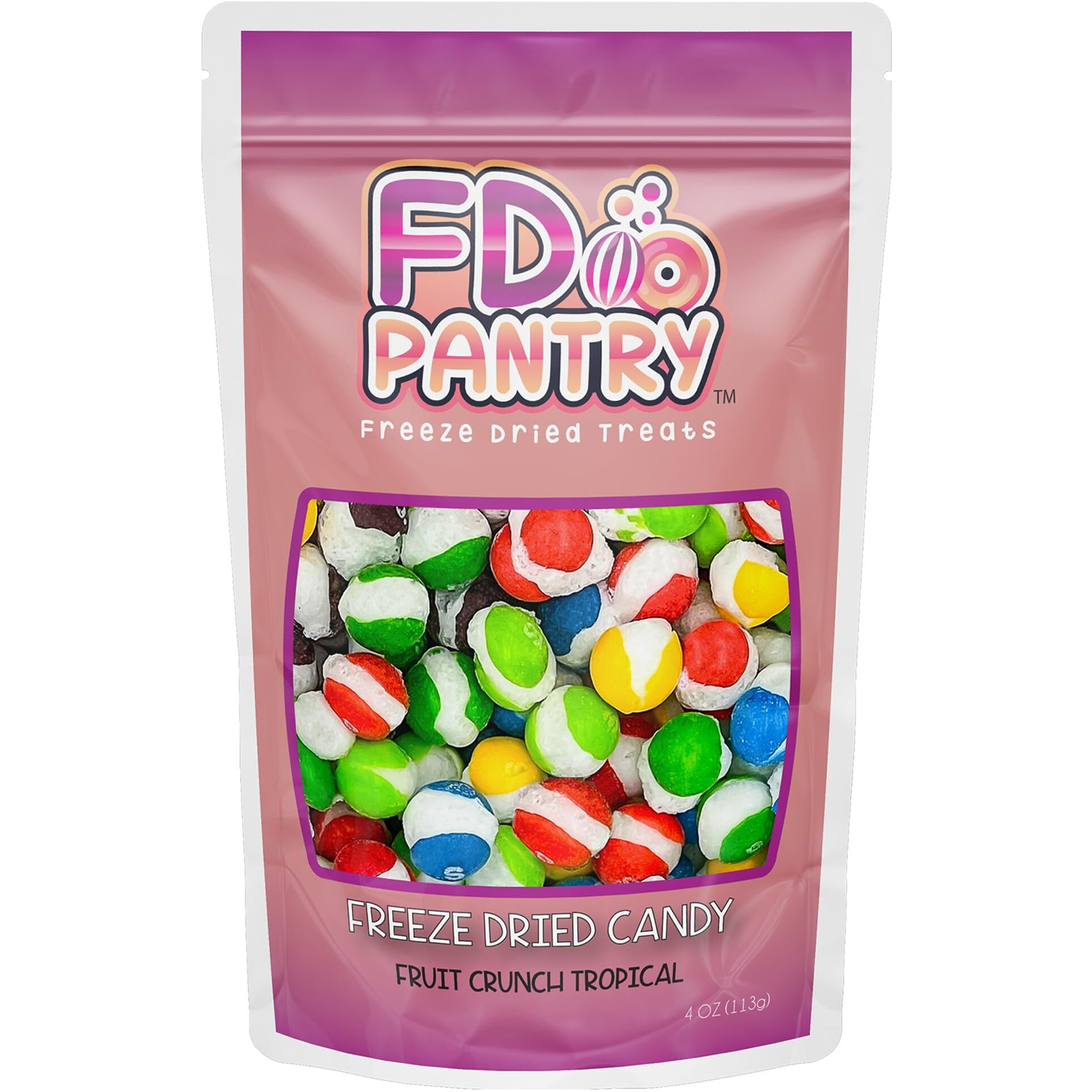 Freeze-Dried Candy Fruit Crunch Tropical, 4 Oz, Assorted Variety Flavors, Bag Pouch, Ideal Gift Snack