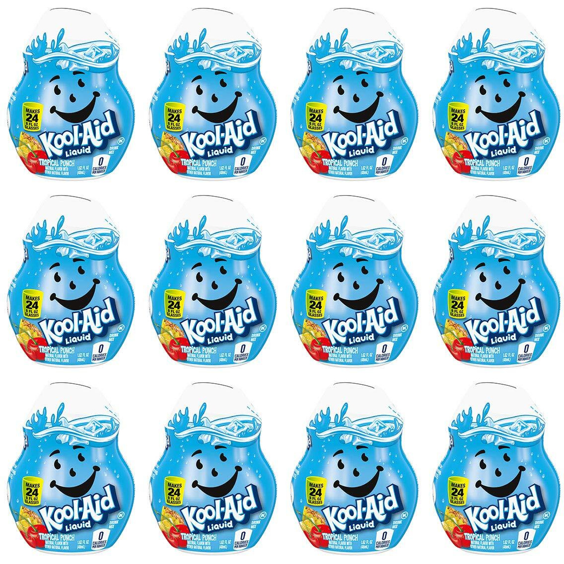 Kool Aid Tropical Punch Liquid Drink Mix, 1.62 Fluid Ounce - 12 Per Case.
