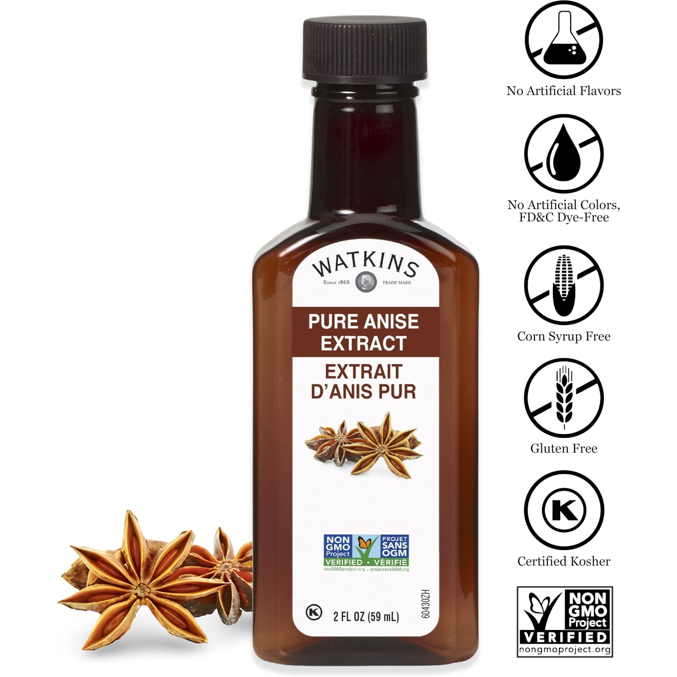Watkins Pure Anise Extract, 2 Oz. Bottles, Pack Of 6 (Packaging May Vary)