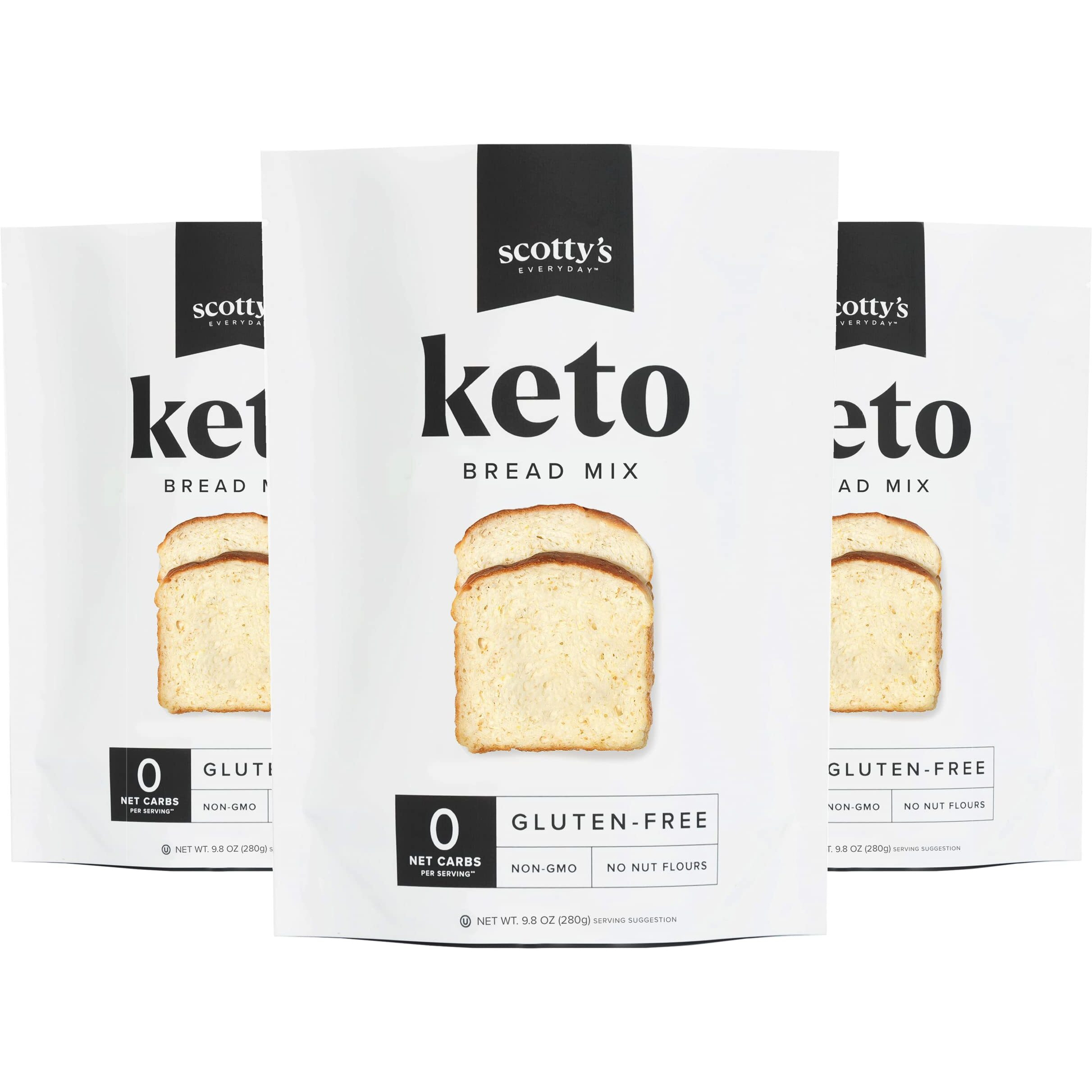 Keto Bread Zero Carb Mix - Keto And Gluten Free Bread Baking Mix - 0G Net Carbs Per Serving - Easy To Bake - No Nut Flours - Sugar Free, Non-Gmo, Kosher Bread (3 Pack)
