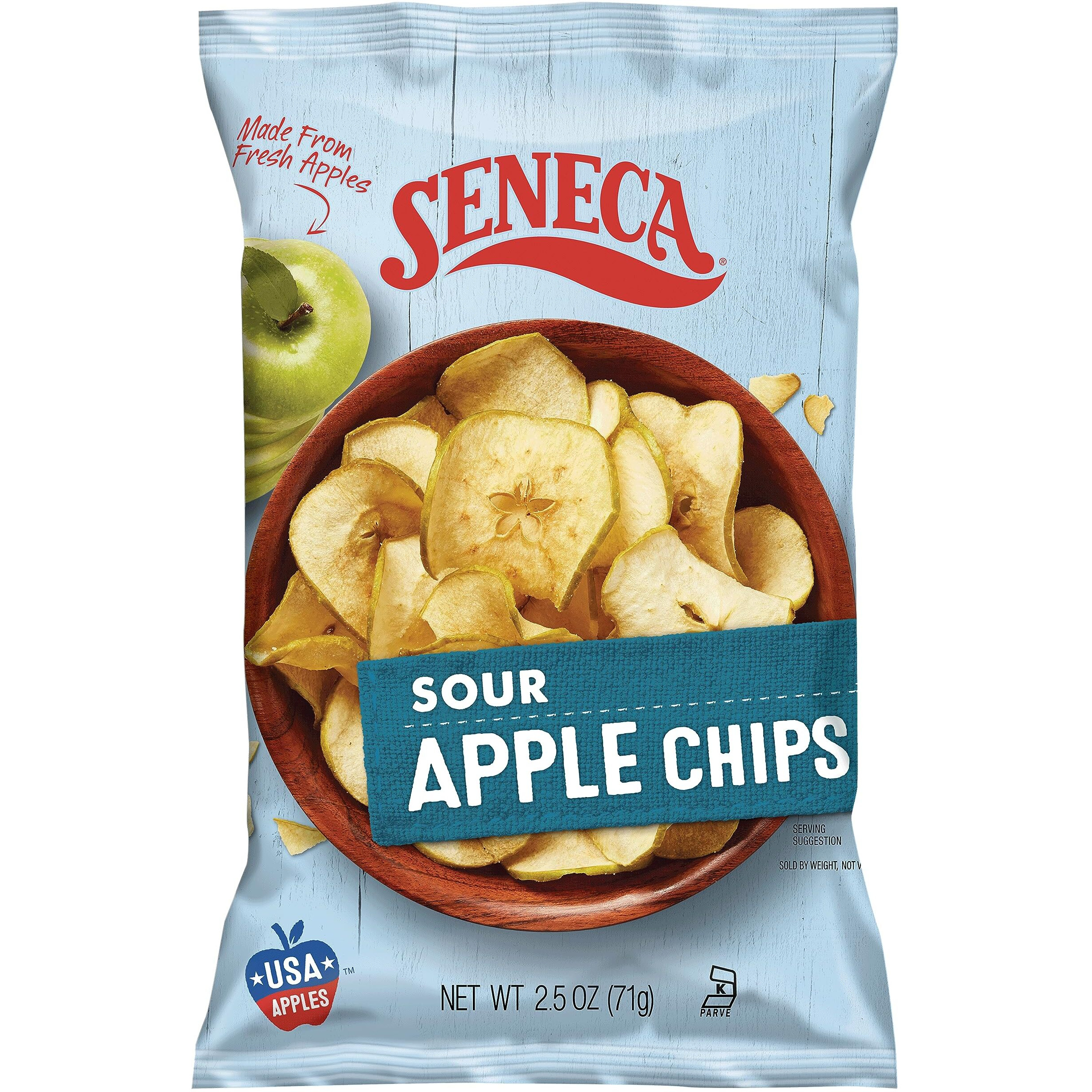 Seneca Sour Apple Chips | Made From Fresh Apples | 100% Granny Smith Apples | Yakima Valley Orchards Of Washington | Crisped Apple Perfection | Foil-Freshness Bag | 2.5 Ounce (Pack Of 12)