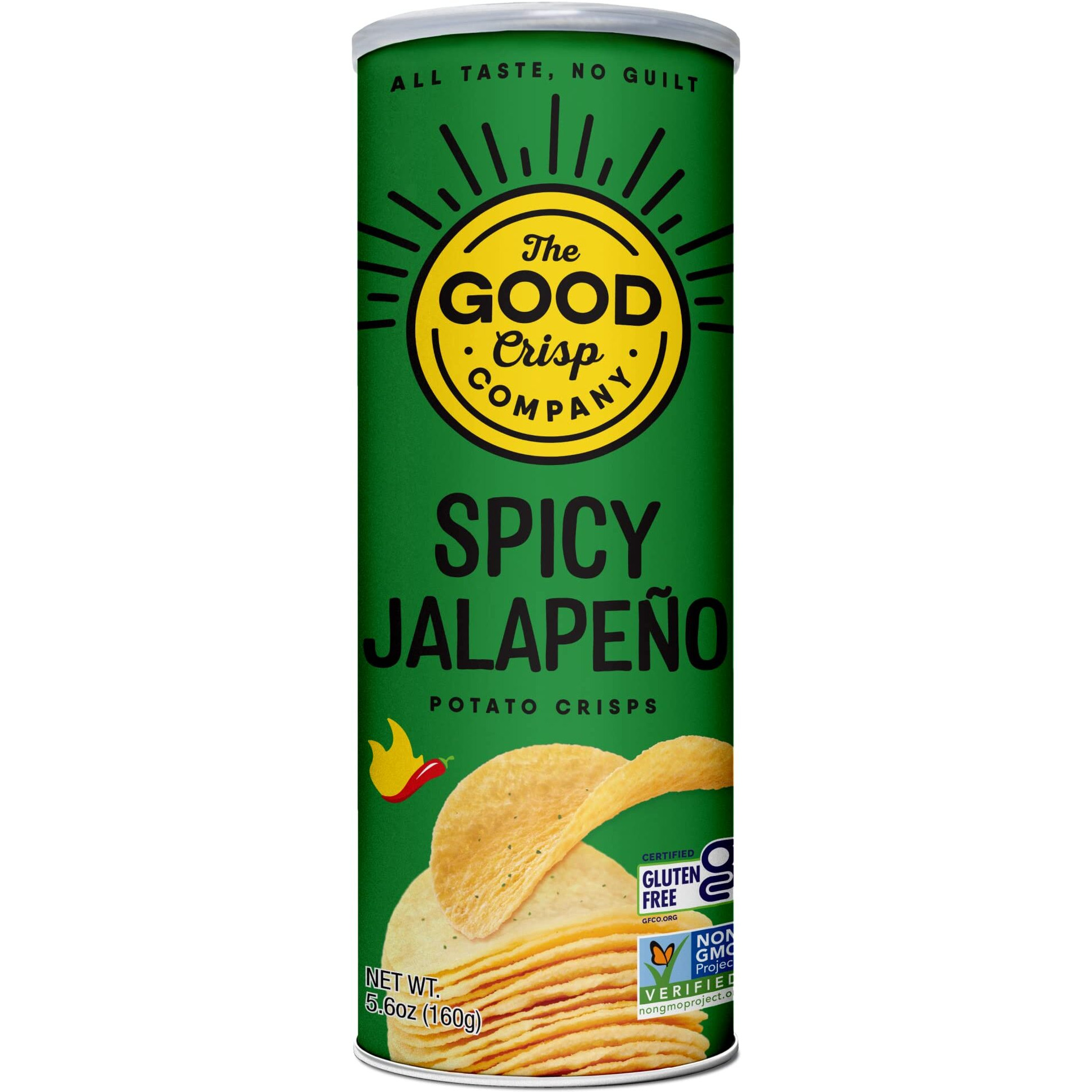 The Good Crisp Company, Spicy Jalapeno, Gluten Free Potato Chips (5.6 Ounce Canisters, Pack Of 8), Non-Gmo, Allergen Friendly, Potato Chip Snack Pack, Gluten Free Snacks